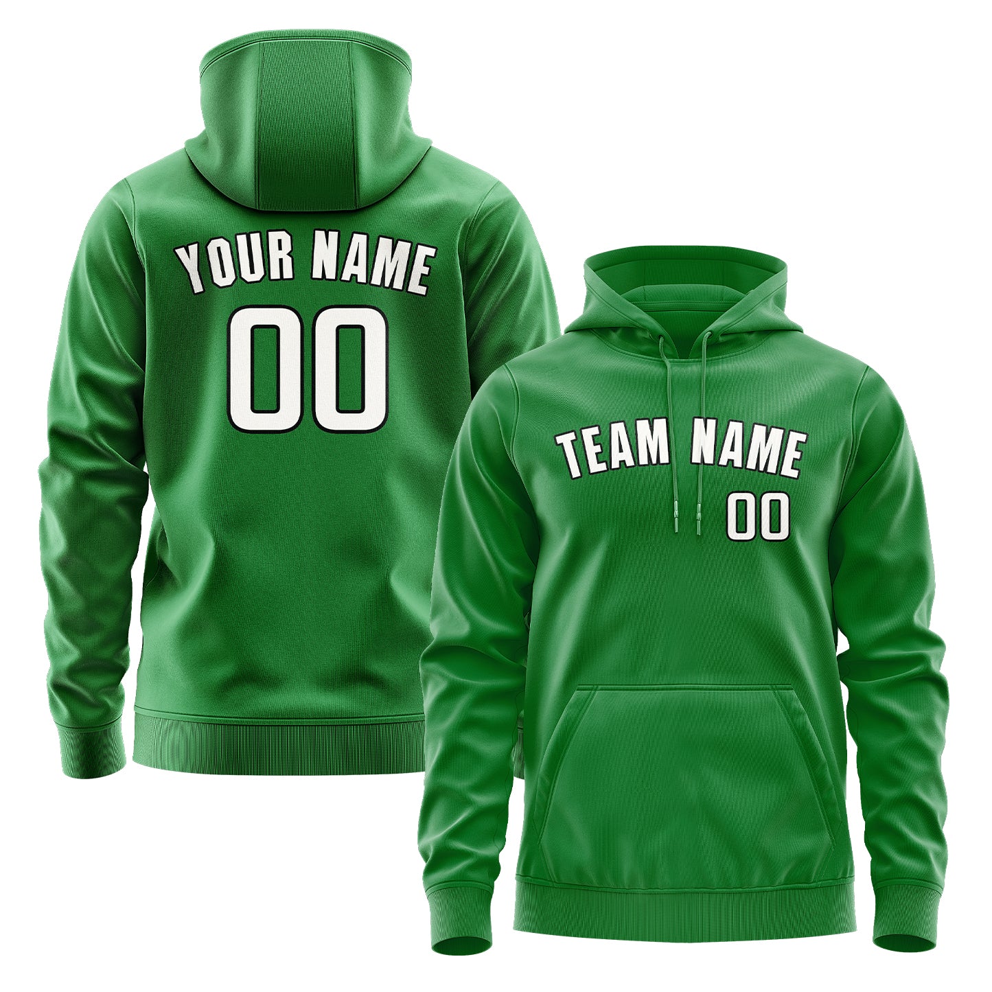 Maßgeschneidertes Smaragdgrün Weiß Hoodie