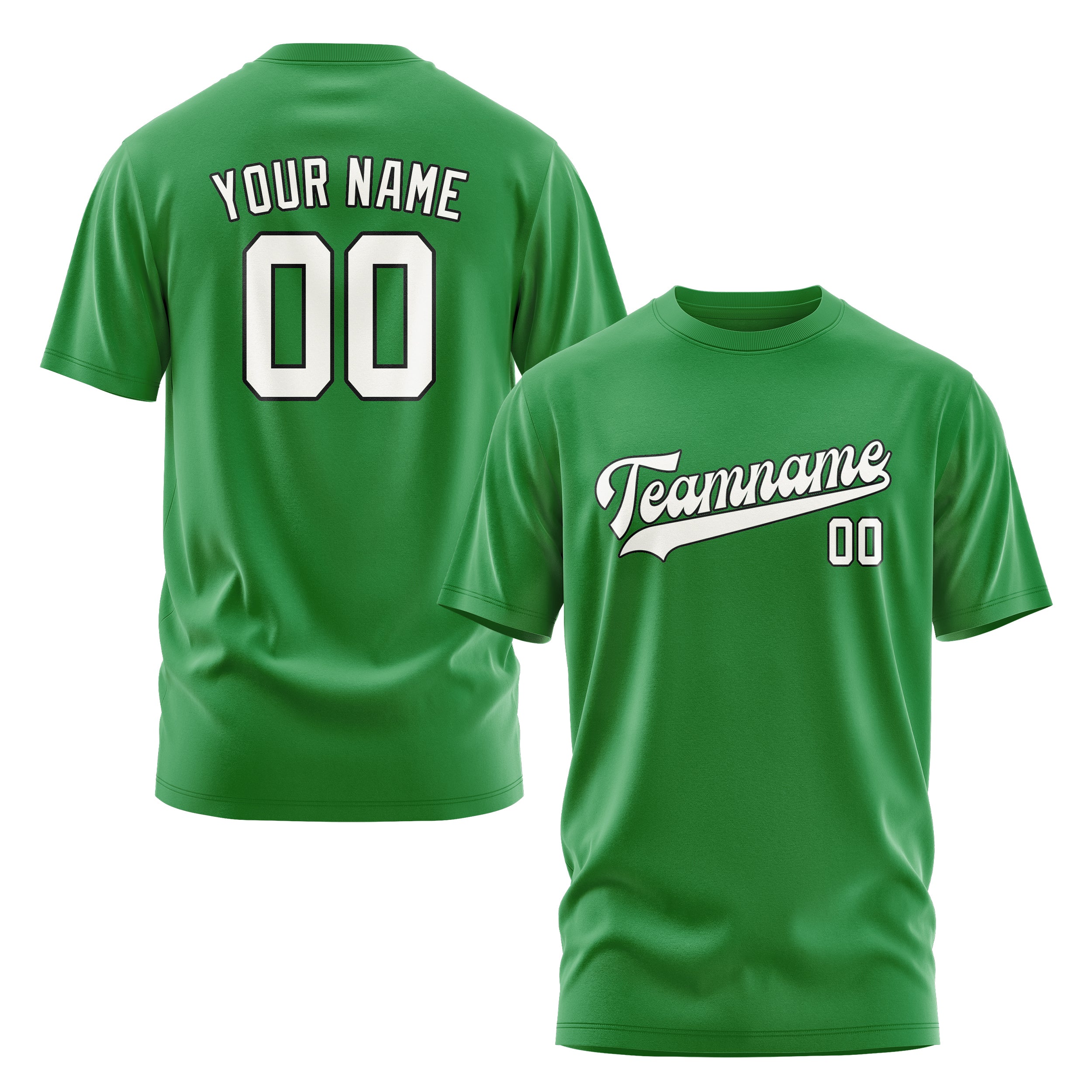 Maßgeschneidertes Smaragdgrün Weiß T-Shirt
