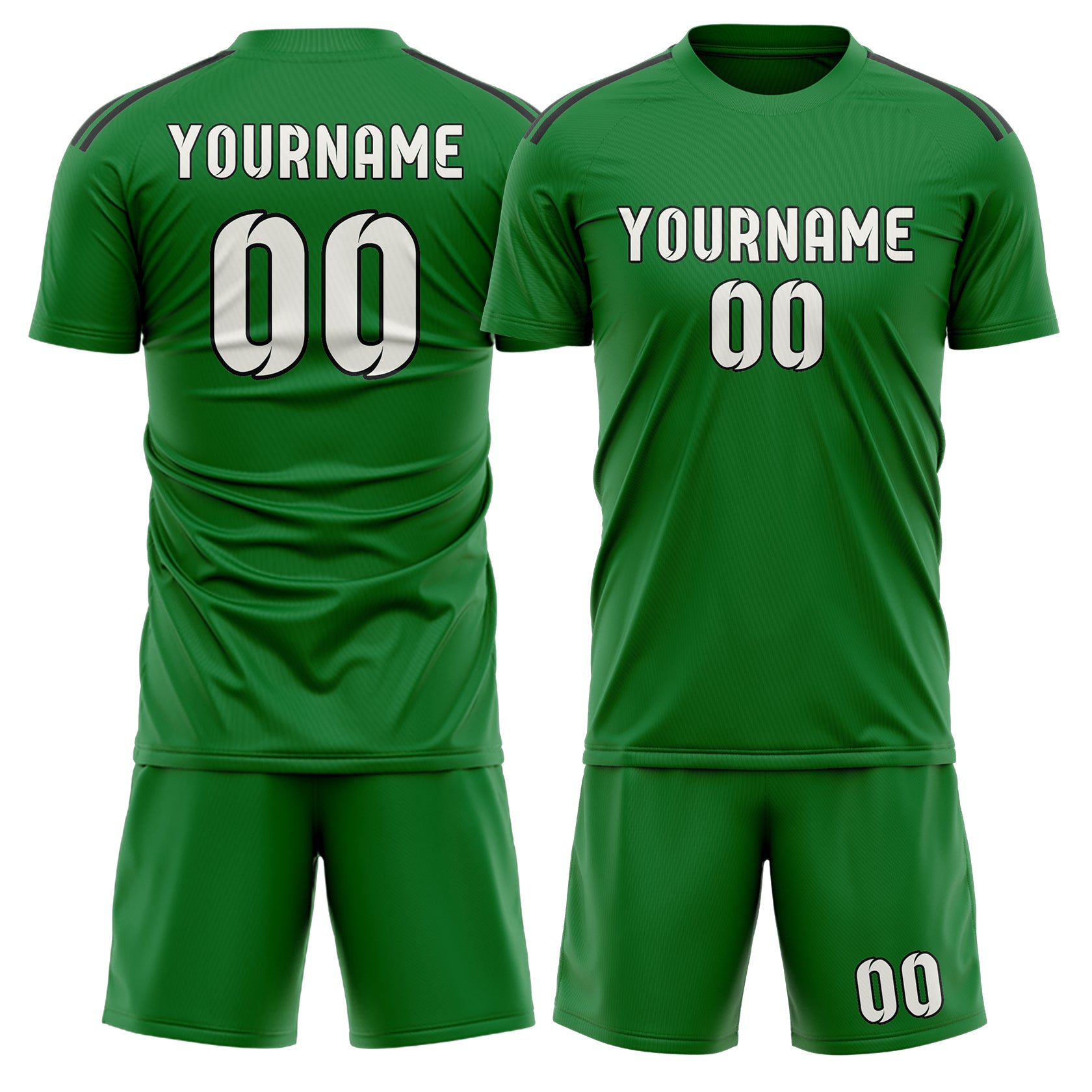 Maßgeschneidertes Professionelles Smaragdgrün Weiß Fußballtrikot-Set