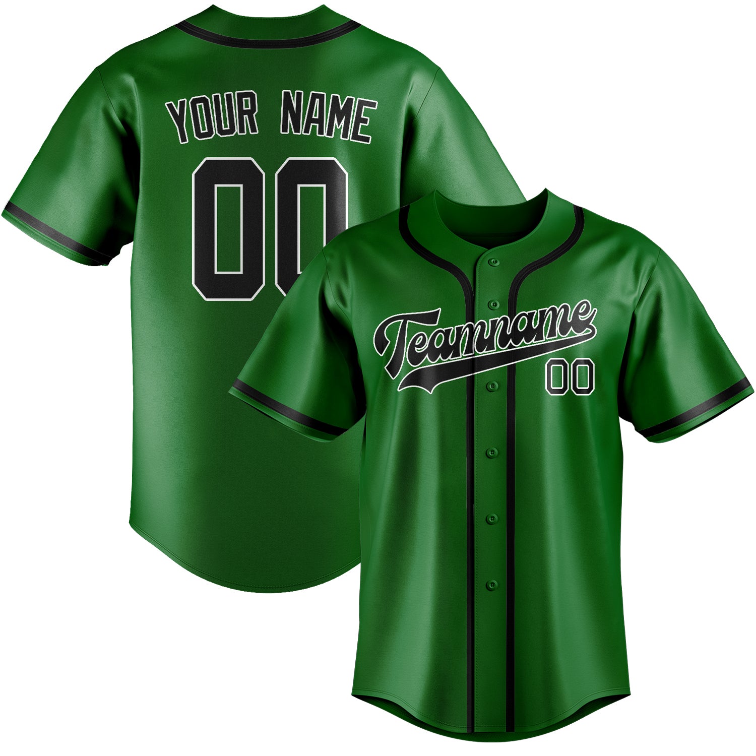 Benutzerdefiniertes Professionelles Smaragdgrün Schwarz Baseballtrikot