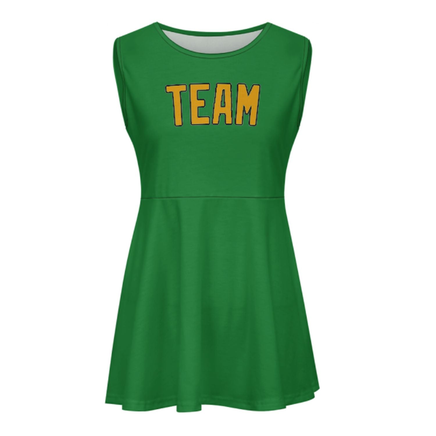 Maßgeschneidertes Smaragdgrün Gelb Cheerleader-Kleid