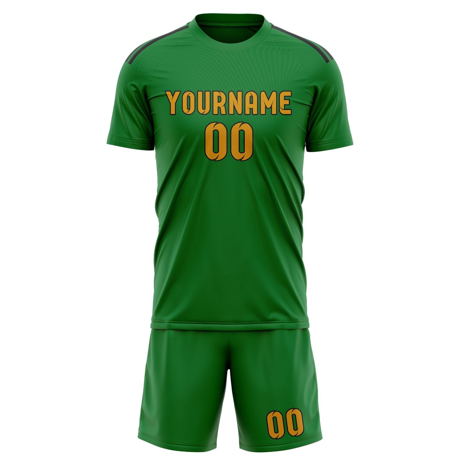 Maßgeschneidertes Professionelles Smaragdgrün Gelb Fußballtrikot-Set