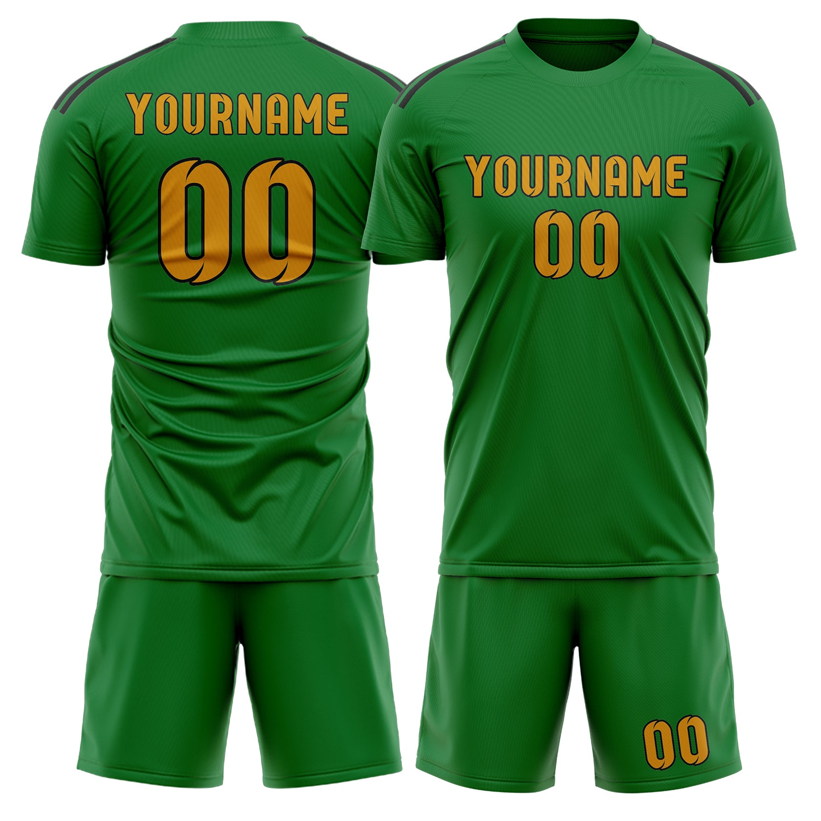 Maßgeschneidertes Professionelles Smaragdgrün Gelb Fußballtrikot-Set