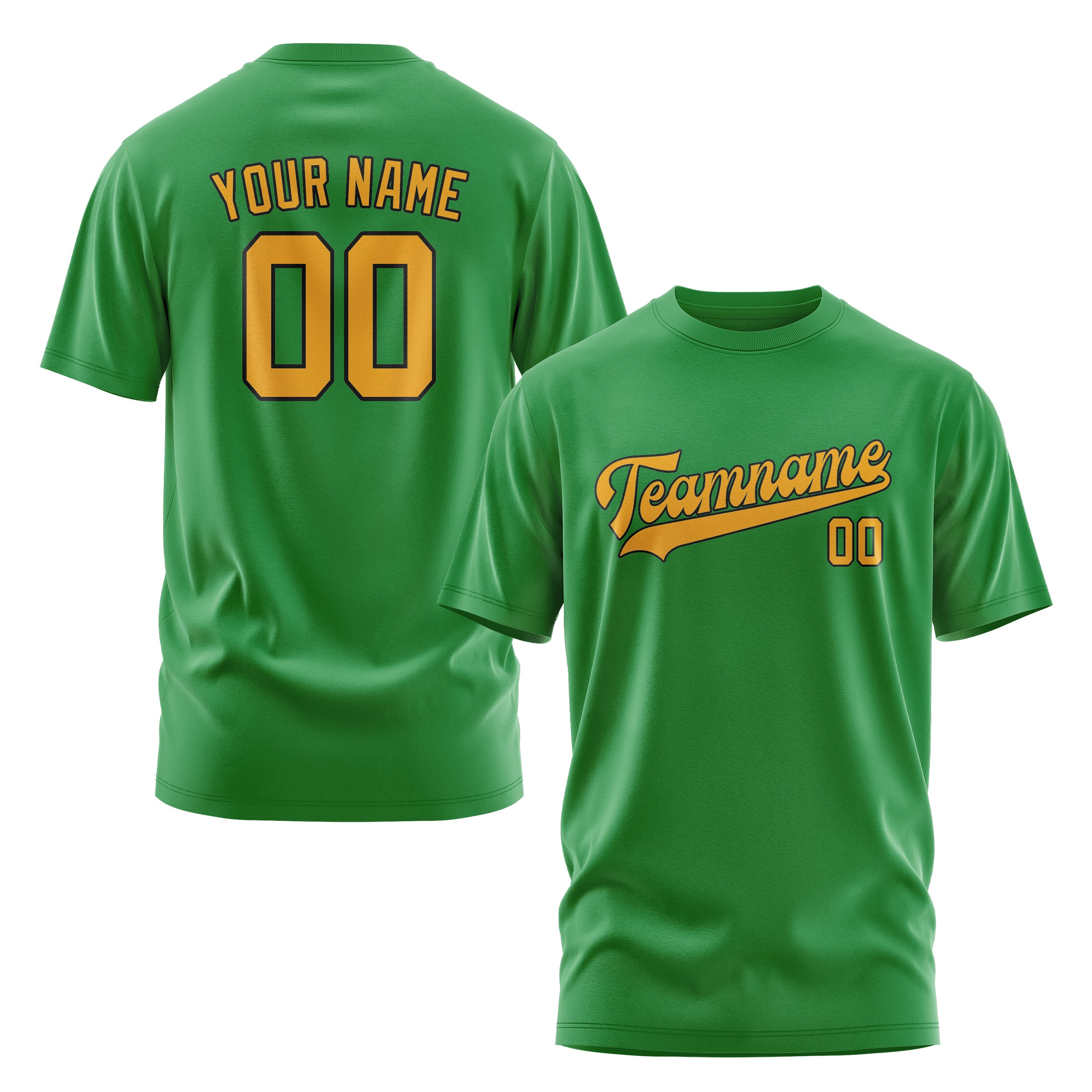 Maßgeschneidertes Smaragdgrün Gelb T-Shirt
