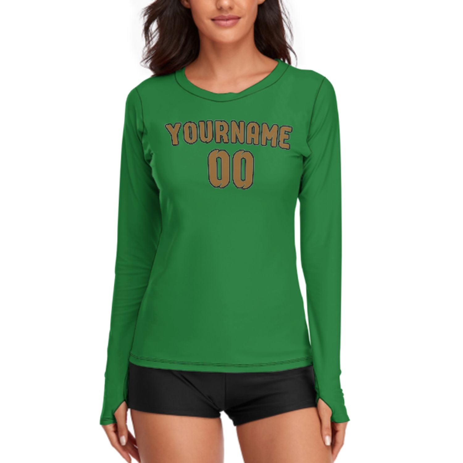 Camicia da donna a maniche lunghe in cachi verde smeraldo su misura