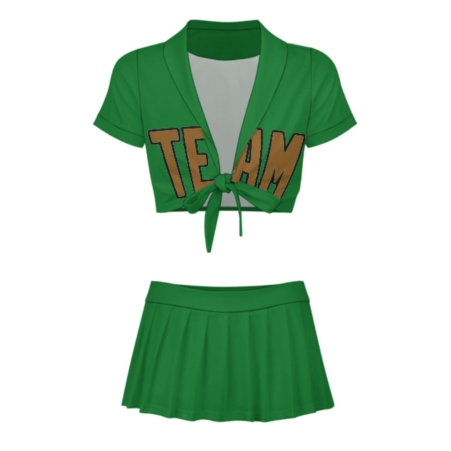 Maßgeschneidertes Smaragdgrün Khaki Cheerleader Outfit Set