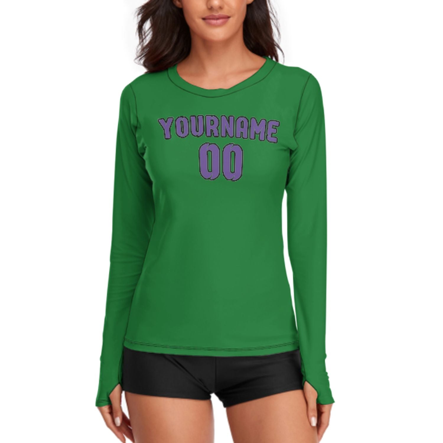 Camicia da donna a maniche lunghe color verde smeraldo e lavanda su misura