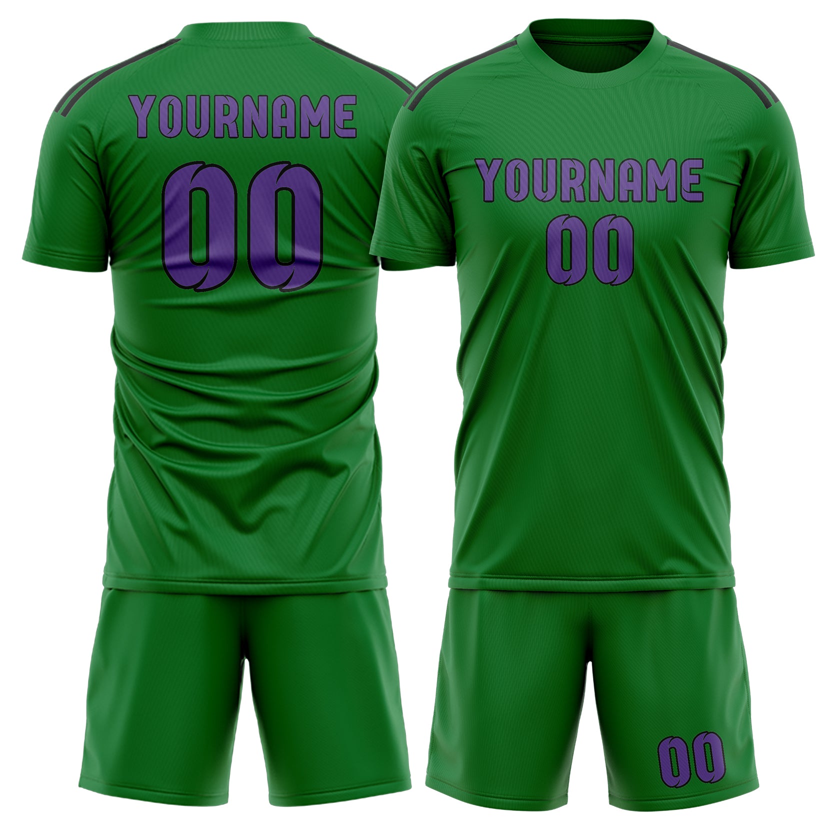 Maßgeschneidertes Professionelles Smaragdgrün Lavendel Fußballtrikot-Set