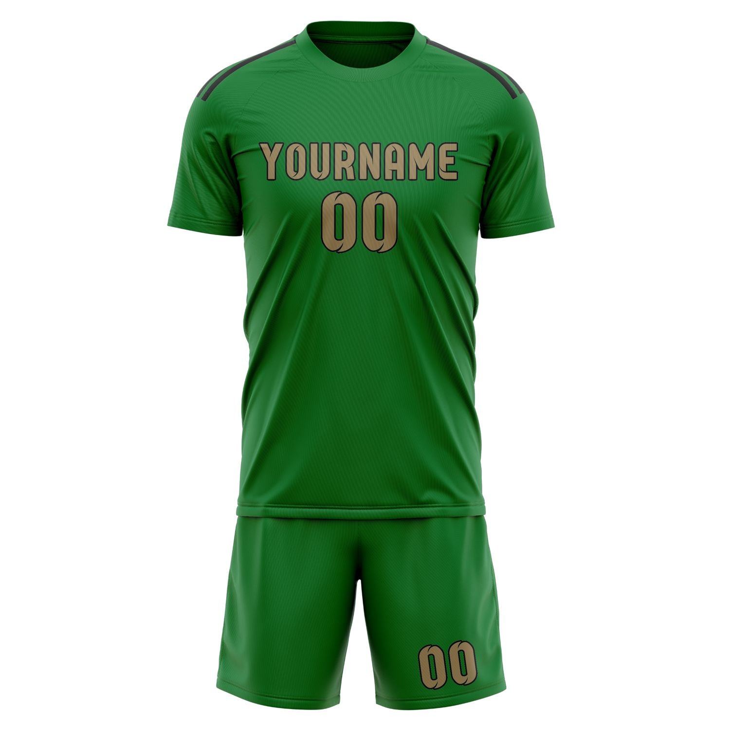 Maßgeschneidertes Professionelles Smaragdgrün Hellkhaki Fußballtrikot-Set