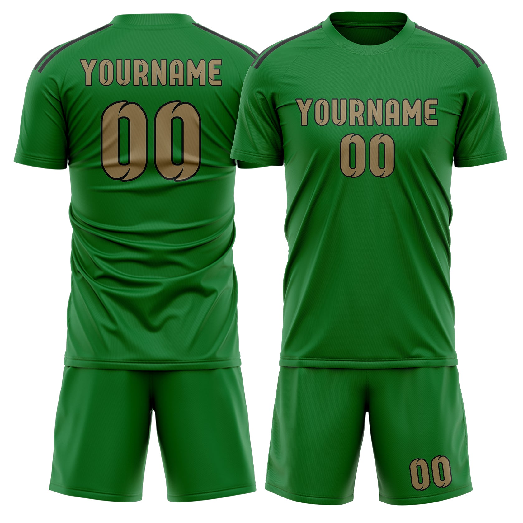 Maßgeschneidertes Professionelles Smaragdgrün Hellkhaki Fußballtrikot-Set