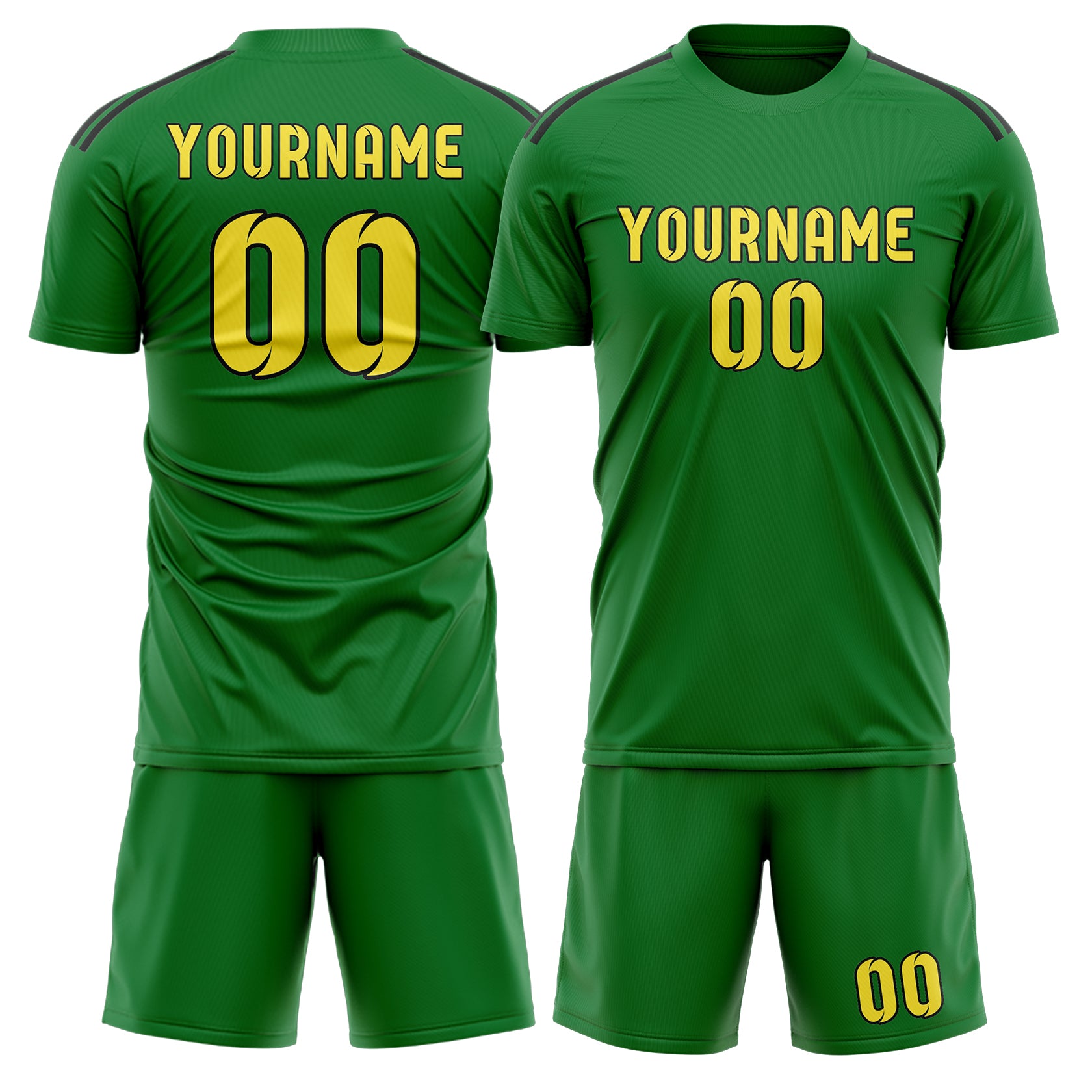 Maßgeschneidertes Professionelles Smaragdgrün Blassgelb Fußballtrikot-Set