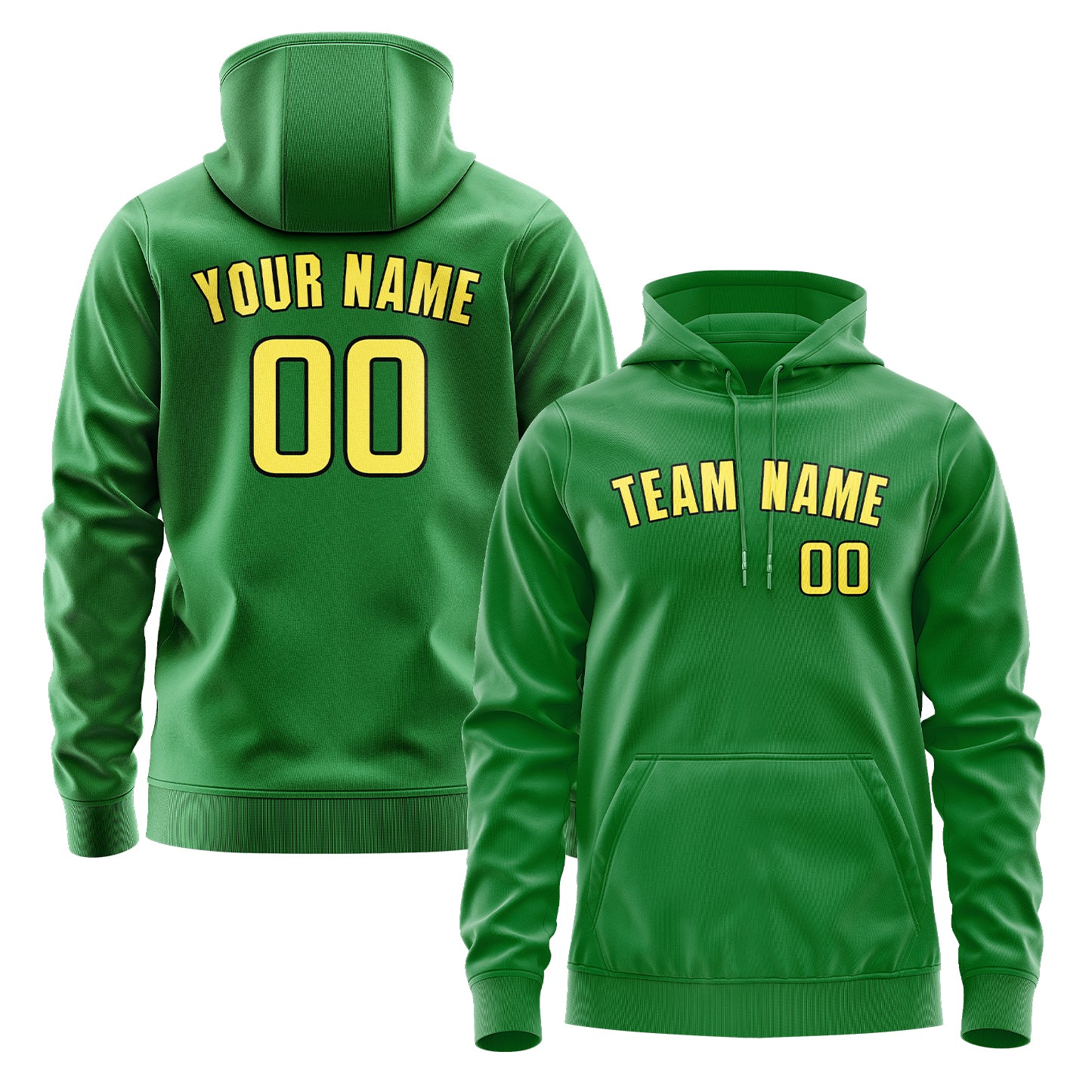 Maßgeschneidertes Smaragdgrün Blassgelb Hoodie