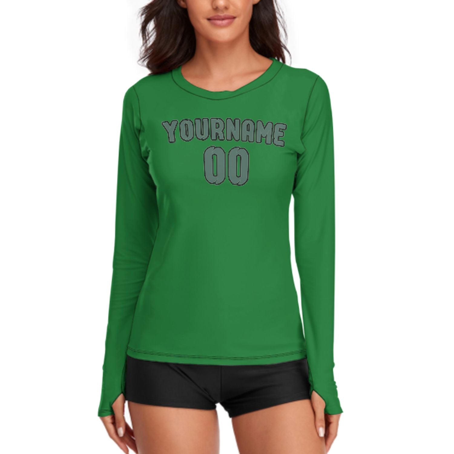 Camicia da donna a maniche lunghe verde smeraldo su misura