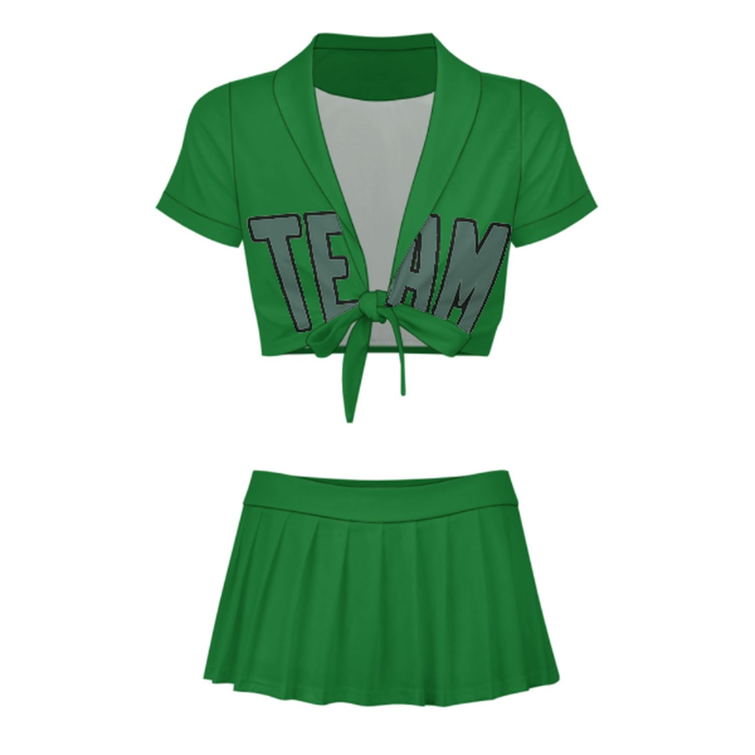 Maßgeschneidertes Smaragdgrün Blaugrün Cheerleader Outfit Set