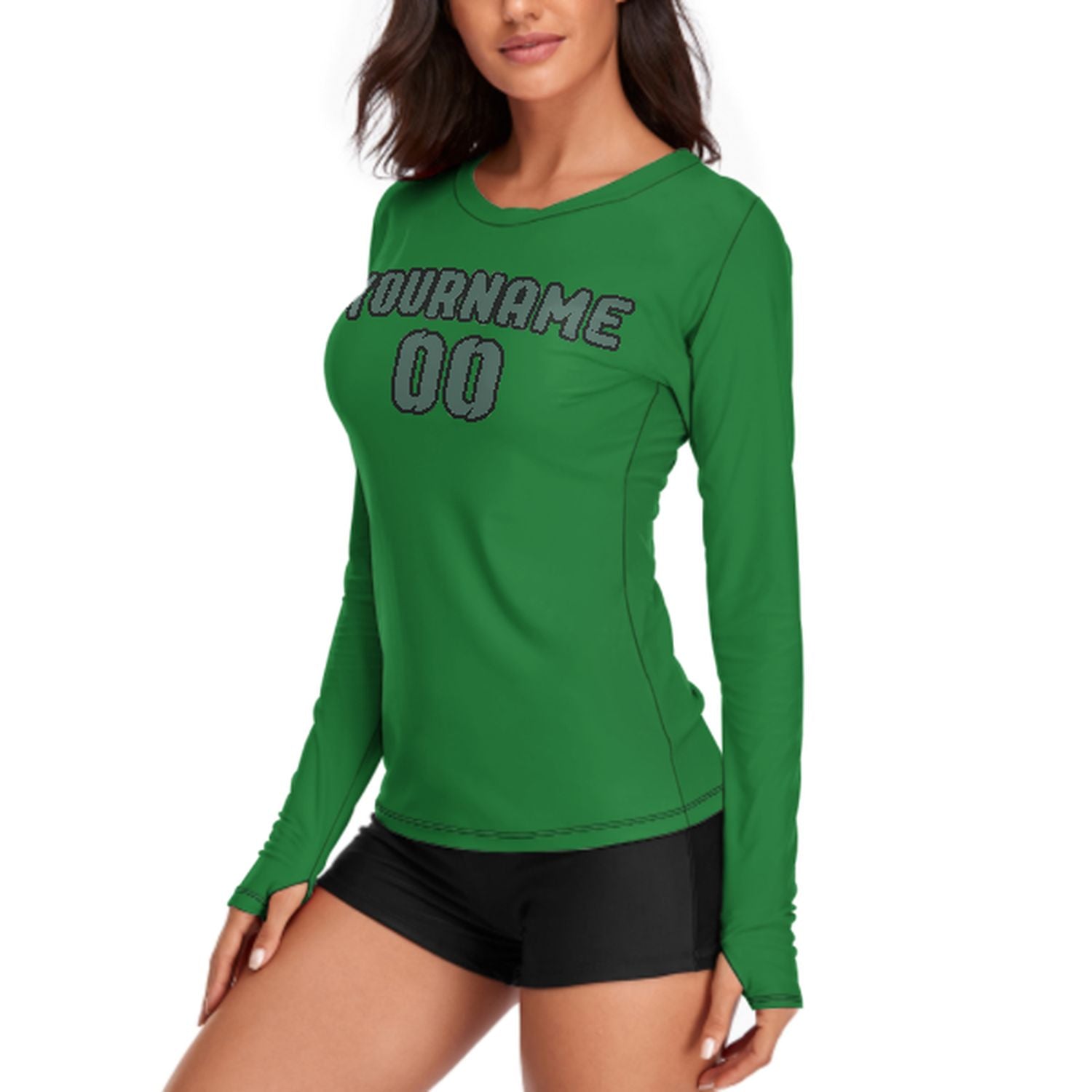 Camicia da donna a maniche lunghe verde smeraldo su misura