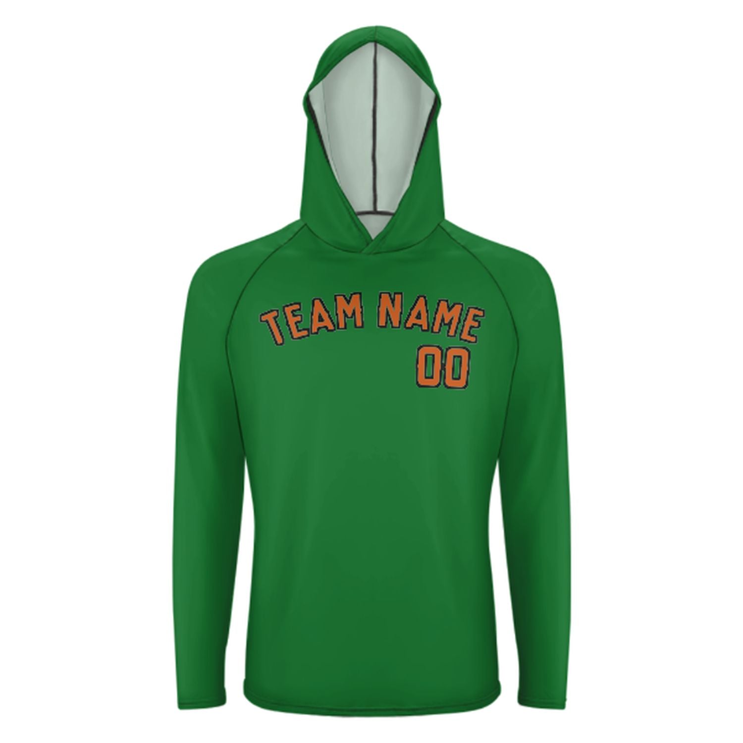 Maßgeschneidertes Smaragdgrün Orange UV-Hoodie