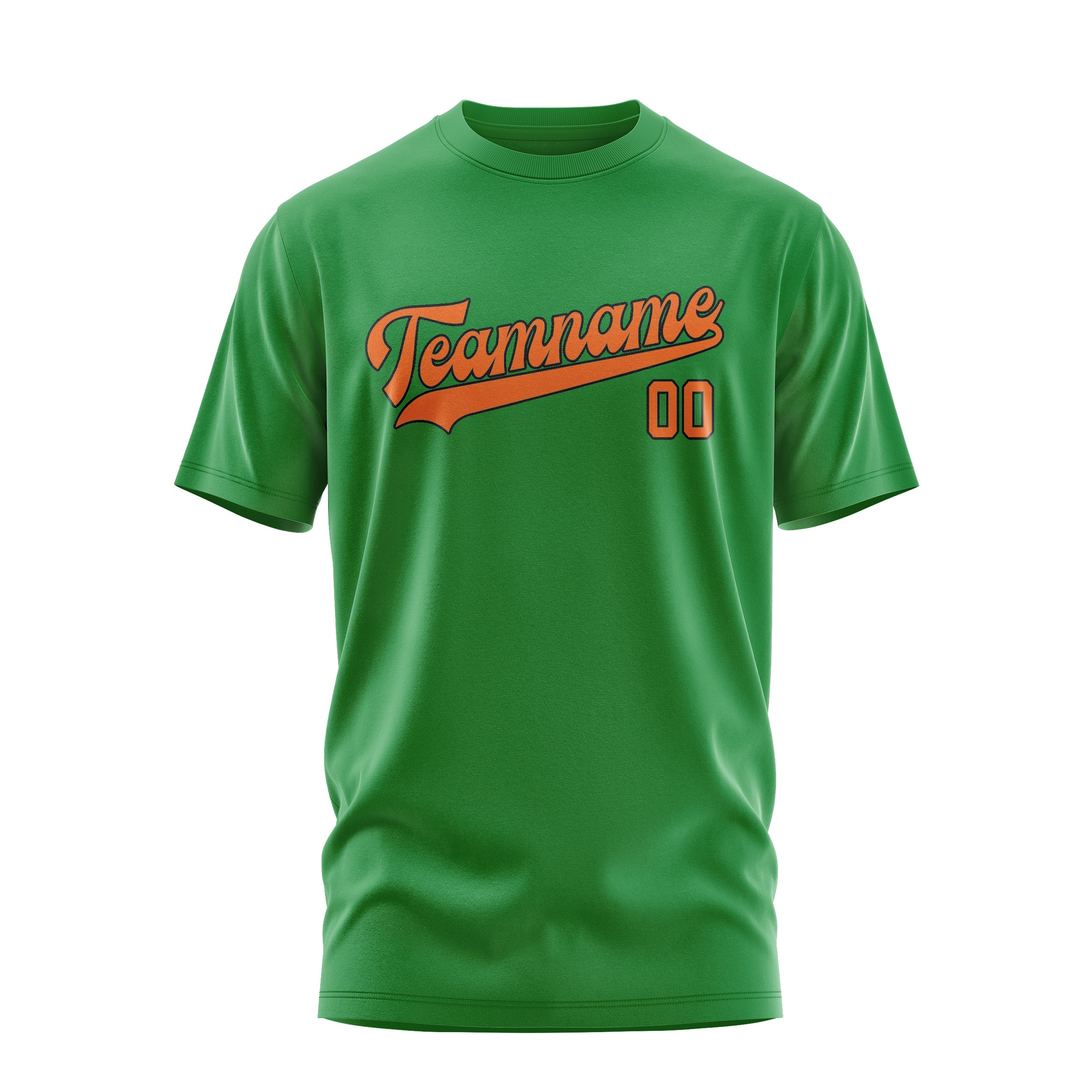 Maßgeschneidertes Smaragdgrün Orange T-Shirt