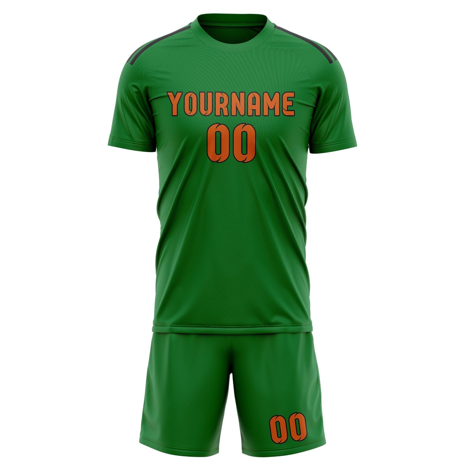 Maßgeschneidertes Professionelles Smaragdgrün Orange Fußballtrikot-Set