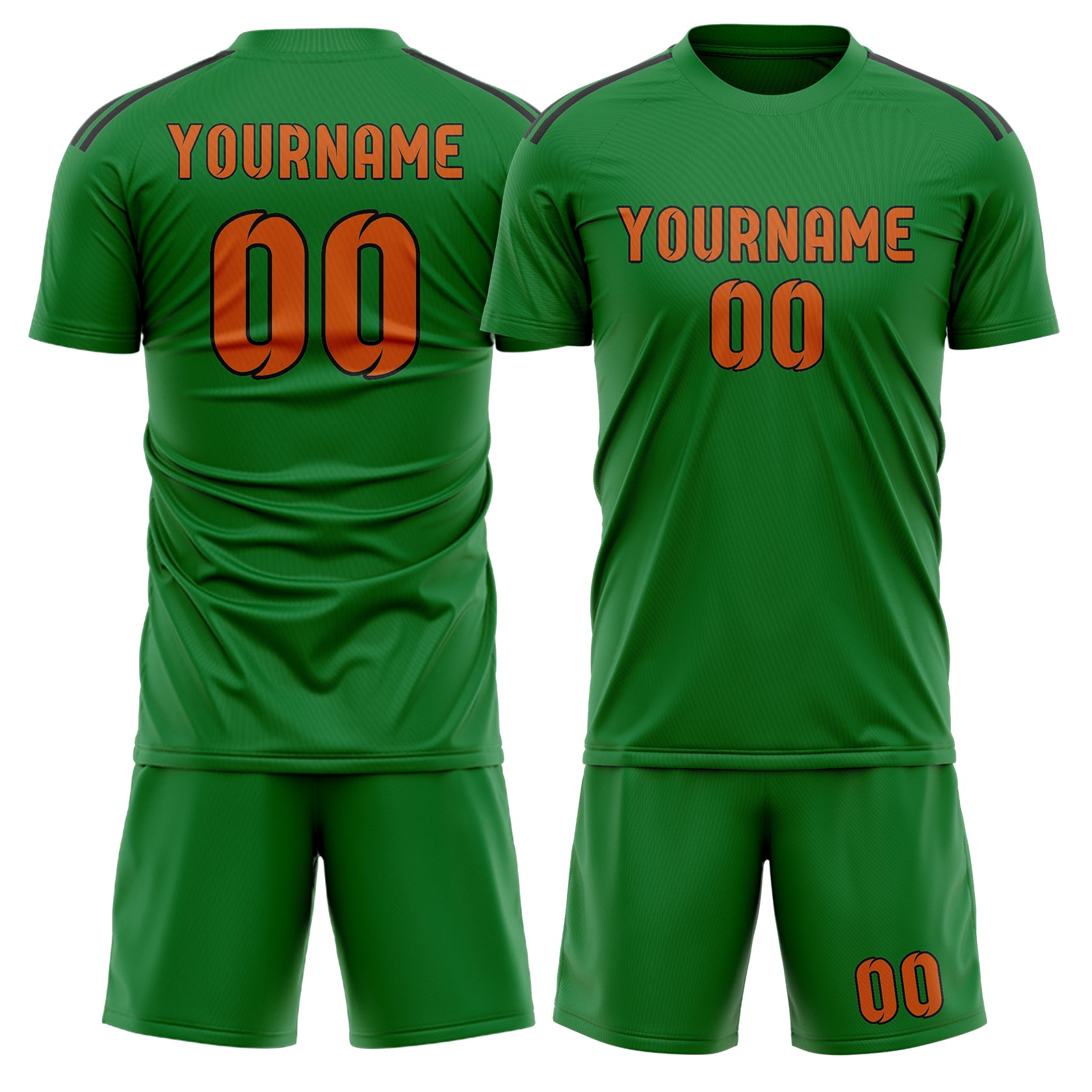 Maßgeschneidertes Professionelles Smaragdgrün Orange Fußballtrikot-Set
