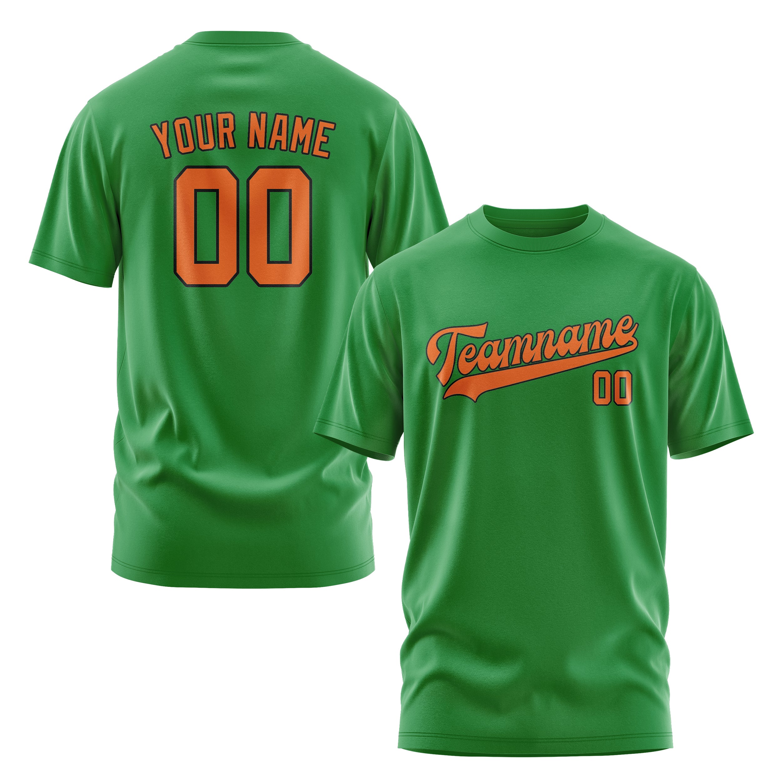 Maßgeschneidertes Smaragdgrün Orange T-Shirt
