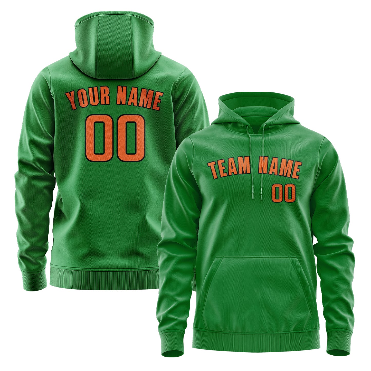 Maßgeschneidertes Smaragdgrün Orange Hoodie