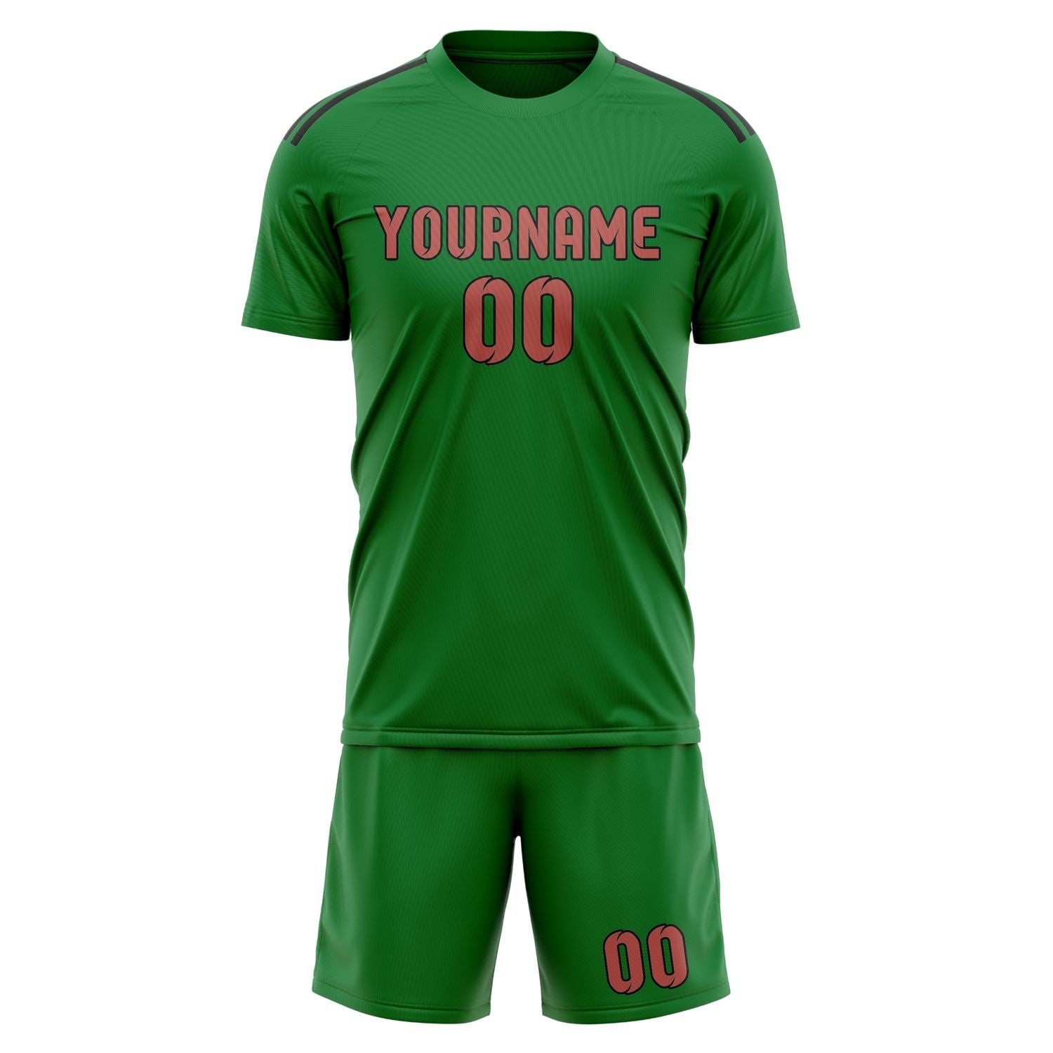 Maßgeschneidertes Professionelles Smaragdgrün Kupferrose Fußballtrikot-Set