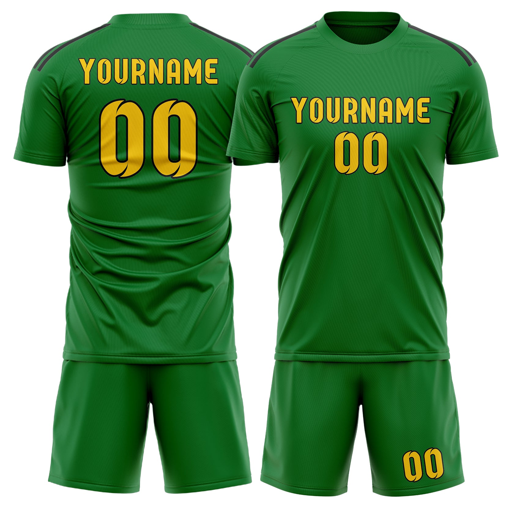 Maßgeschneidertes Professionelles Smaragdgrün Gold Fußballtrikot-Set