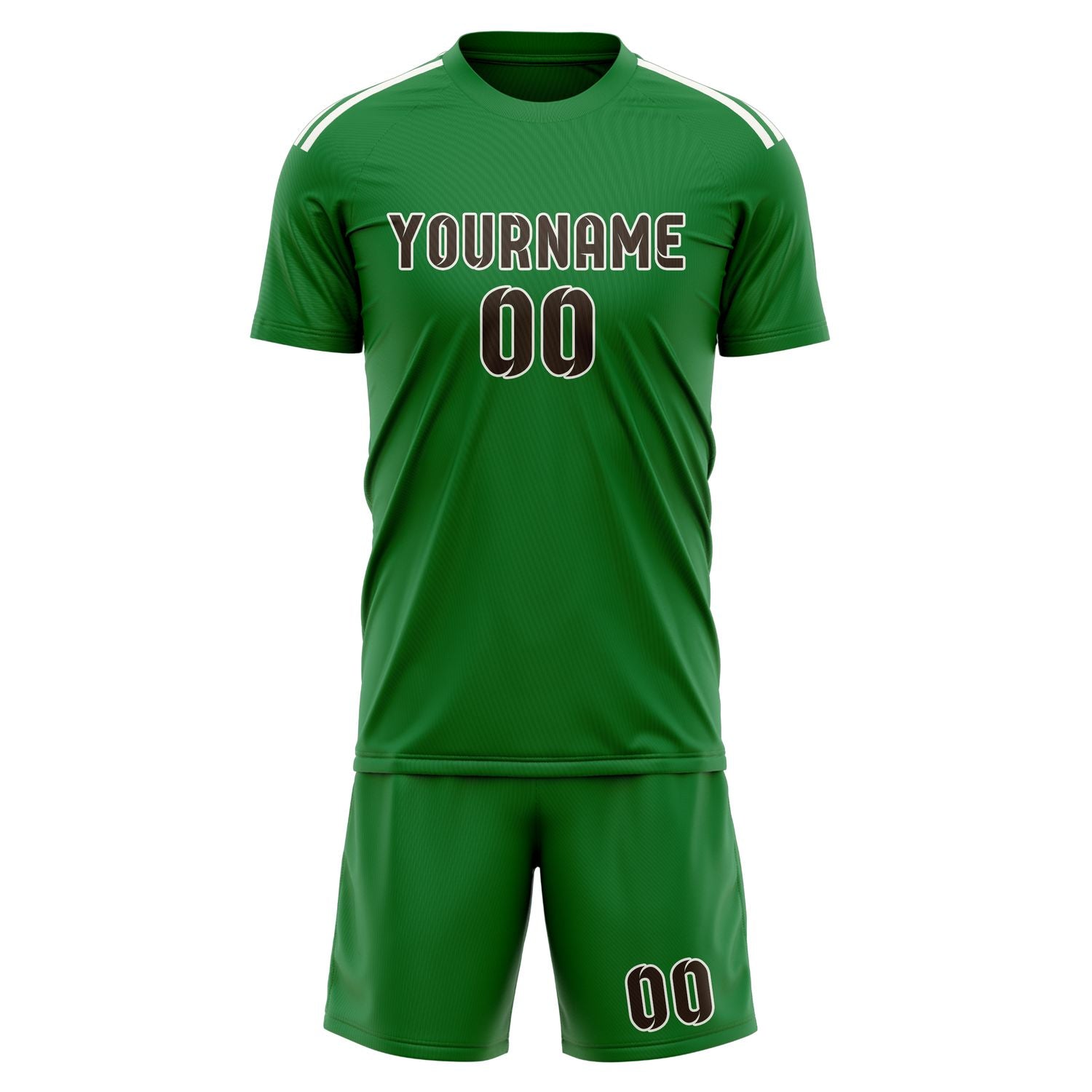Maßgeschneidertes Professionelles Smaragdgrün Braun Fußballtrikot-Set