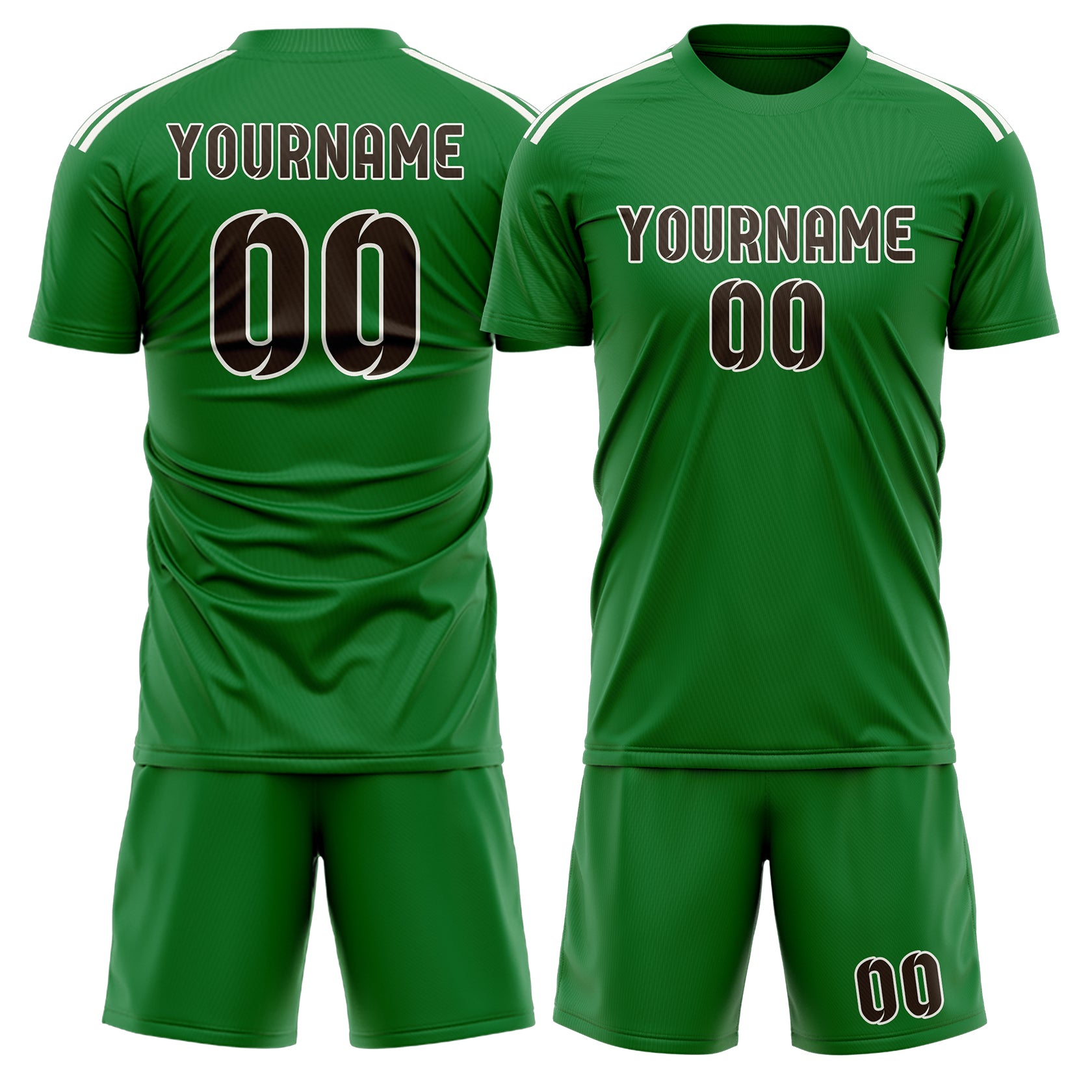 Maßgeschneidertes Professionelles Smaragdgrün Braun Fußballtrikot-Set