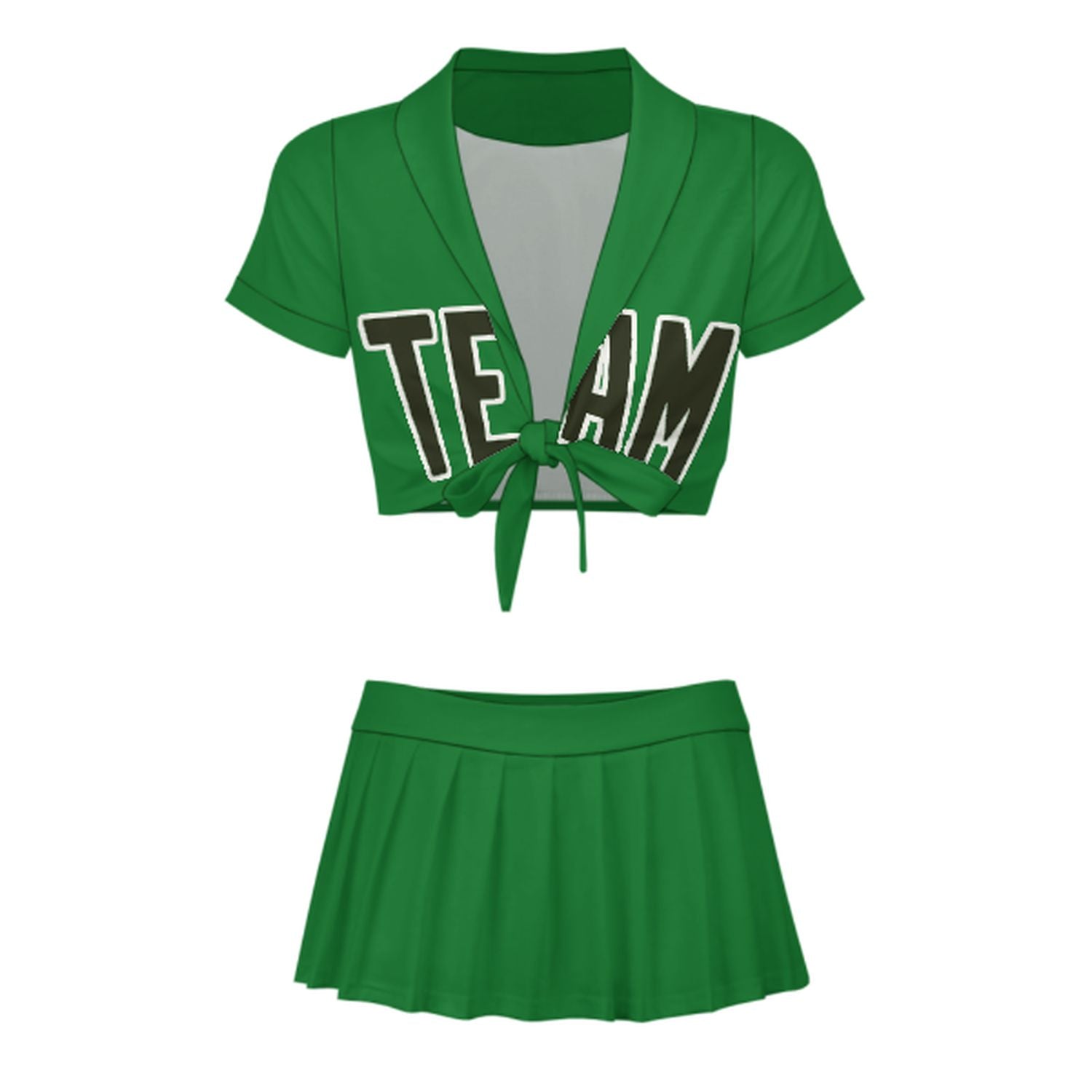 Maßgeschneidertes Smaragdgrün Dunkles Oliv Cheerleader Outfit Set