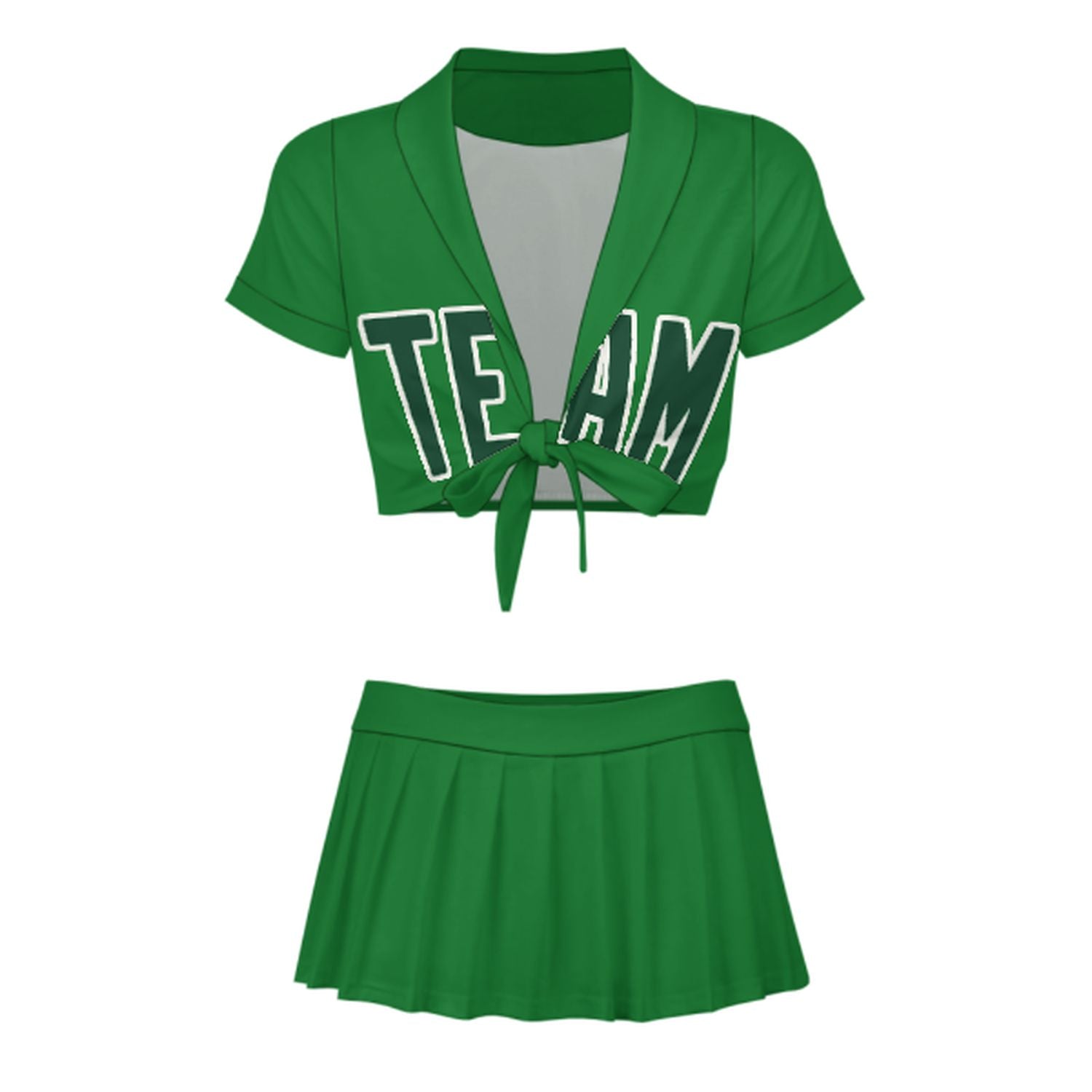 Maßgeschneidertes Smaragdgrün Moosgrün Cheerleader Outfit Set