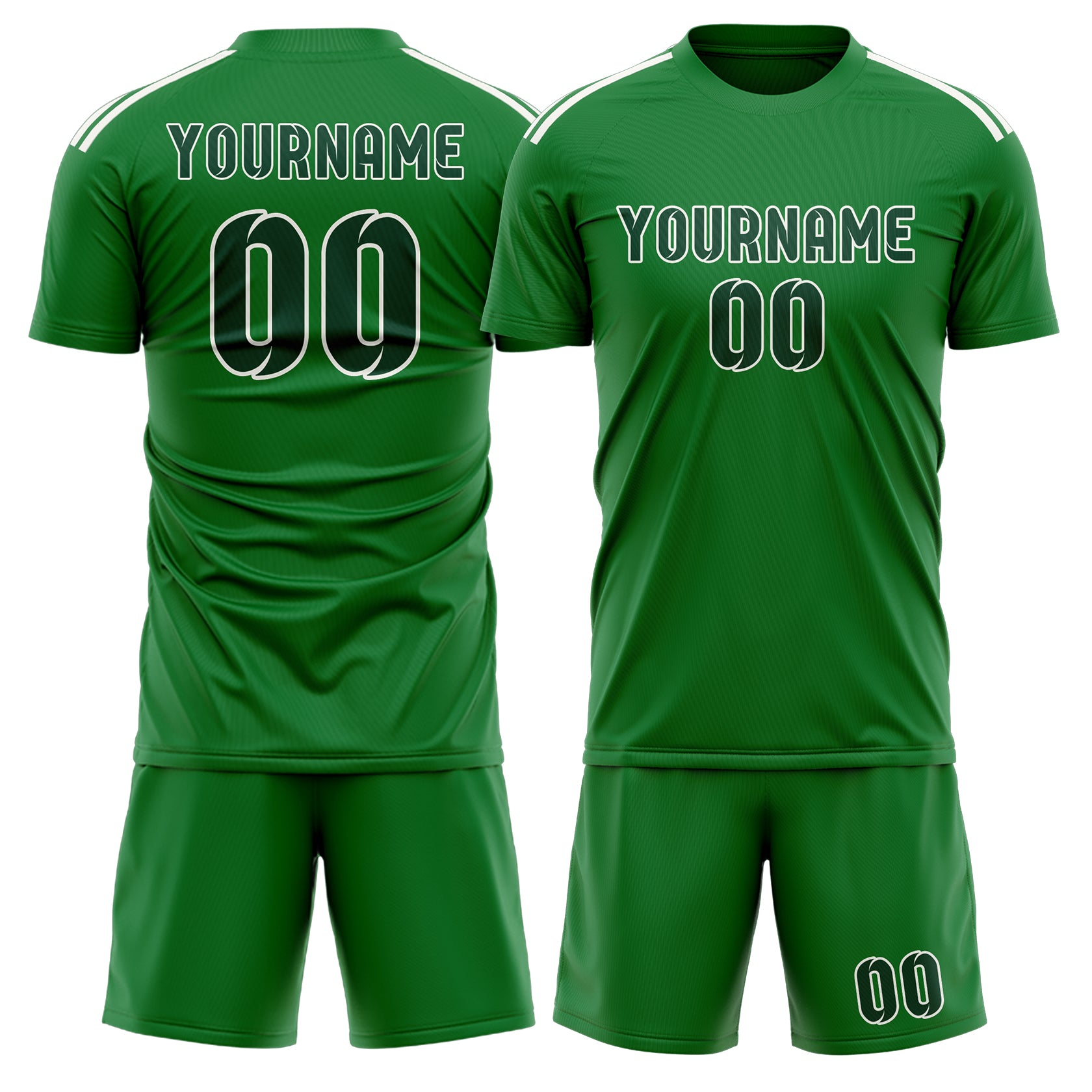 Maßgeschneidertes Professionelles Smaragdgrün Moosgrün Fußballtrikot-Set