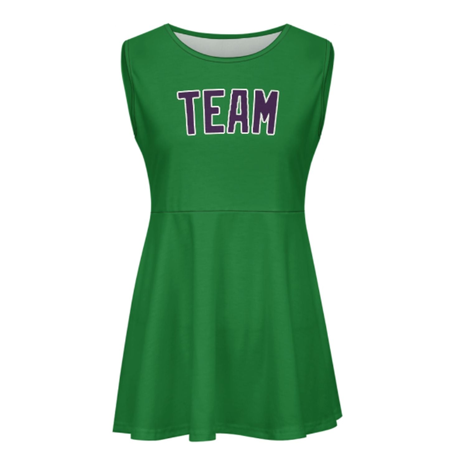 Maßgeschneidertes Smaragdgrün Lila Cheerleader-Kleid