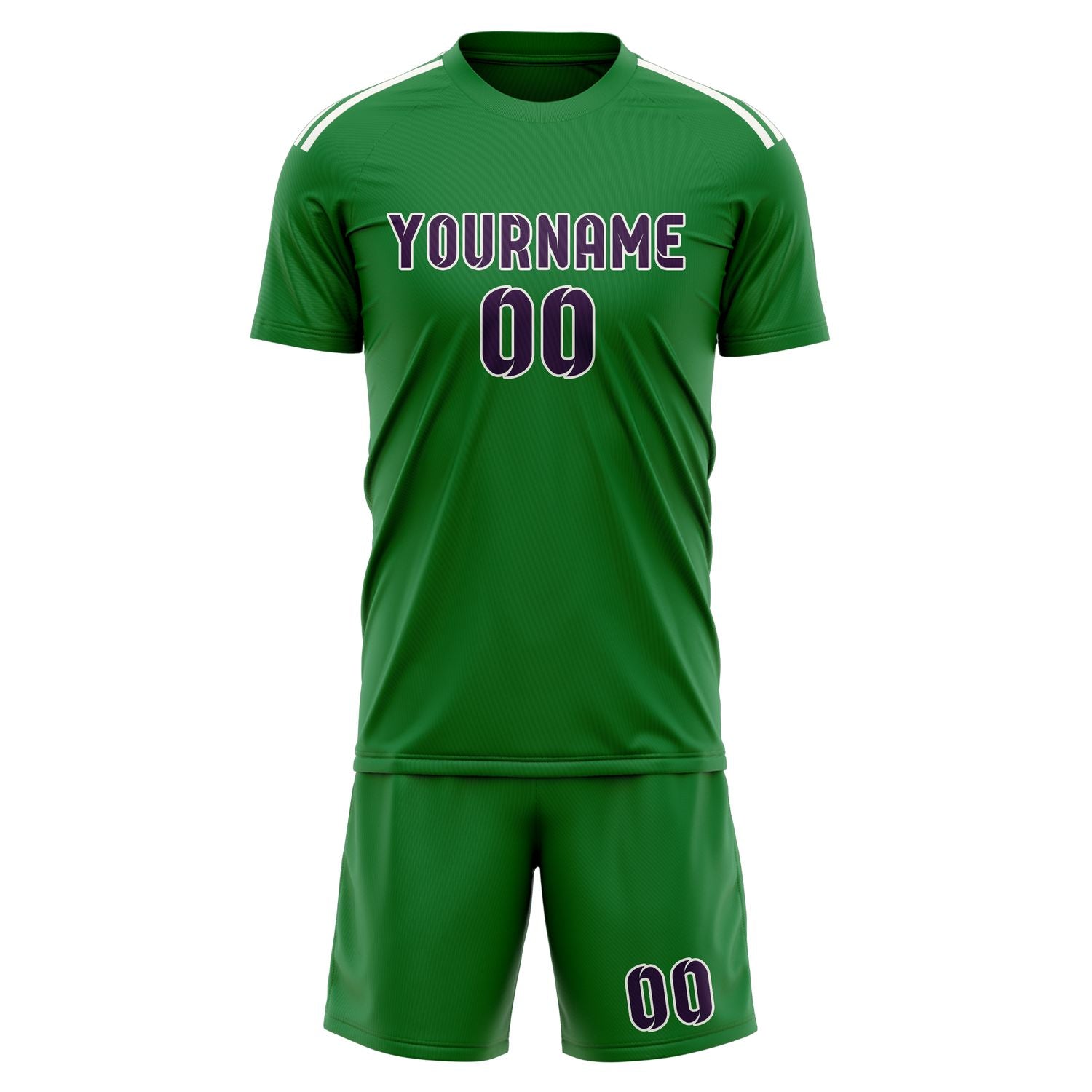 Maßgeschneidertes Professionelles Smaragdgrün Lila Fußballtrikot-Set