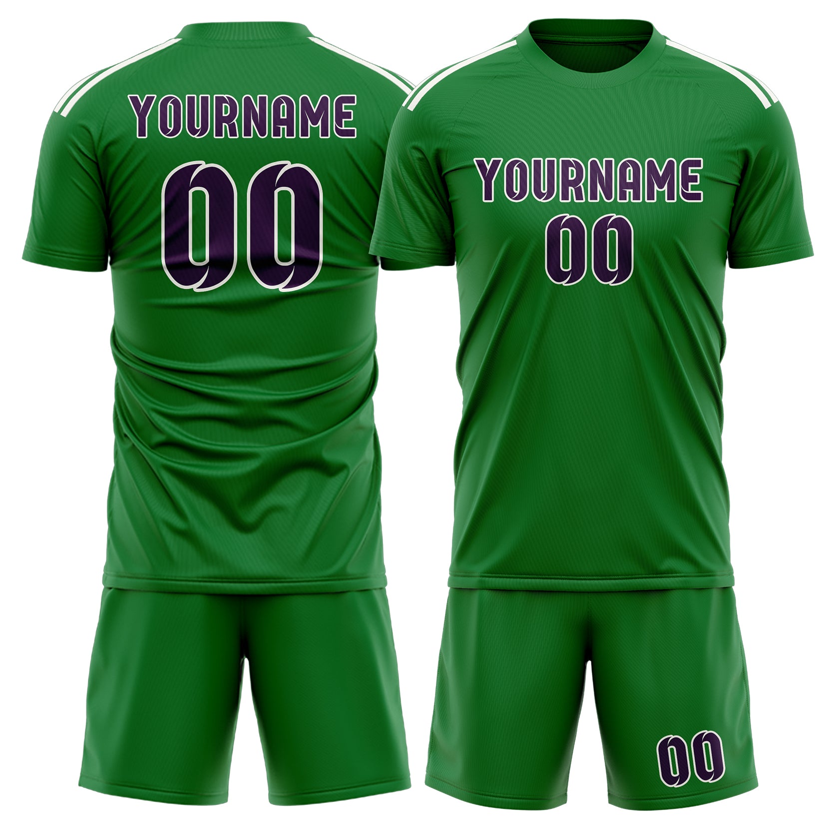 Maßgeschneidertes Professionelles Smaragdgrün Lila Fußballtrikot-Set