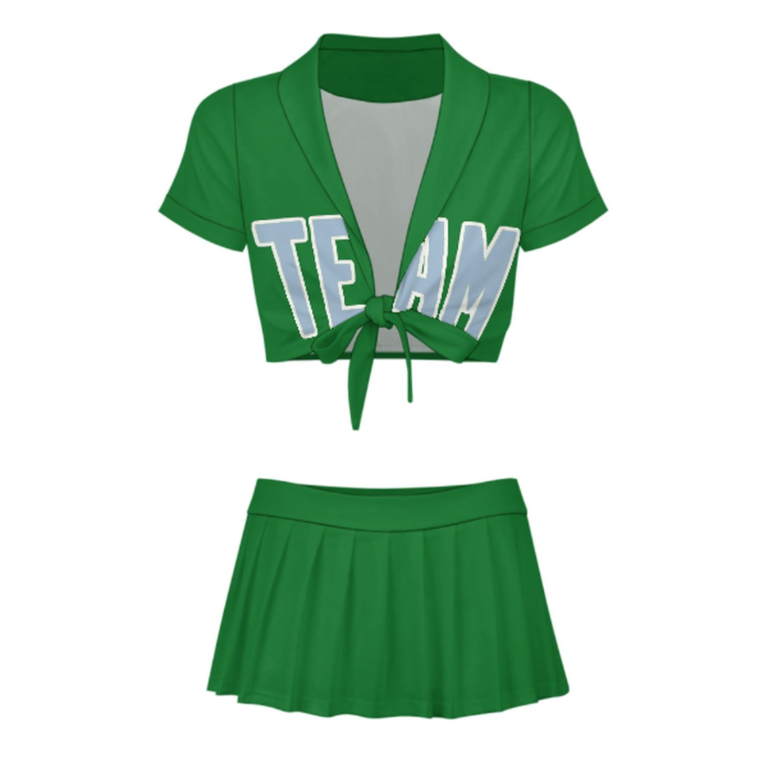 Maßgeschneidertes Smaragdgrün Hellblau Cheerleader Outfit Set
