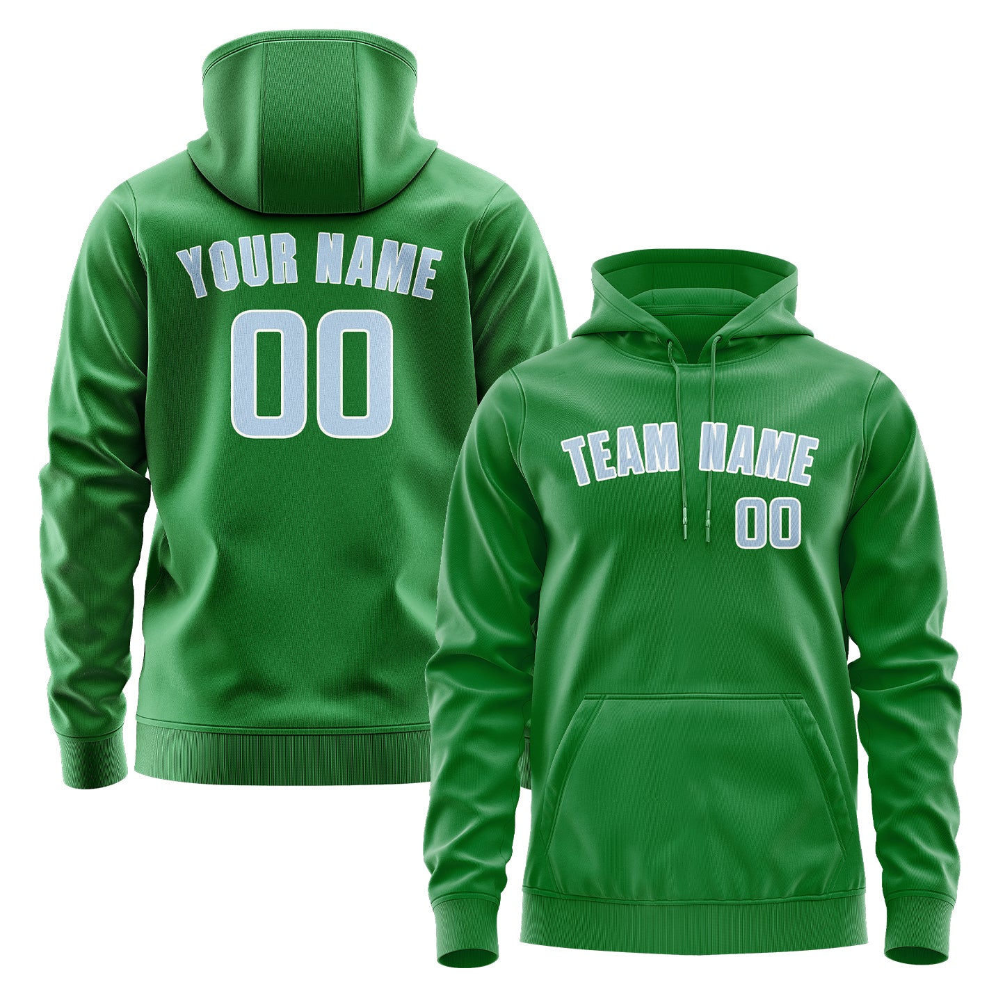 Maßgeschneidertes Smaragdgrün Hellblau Hoodie