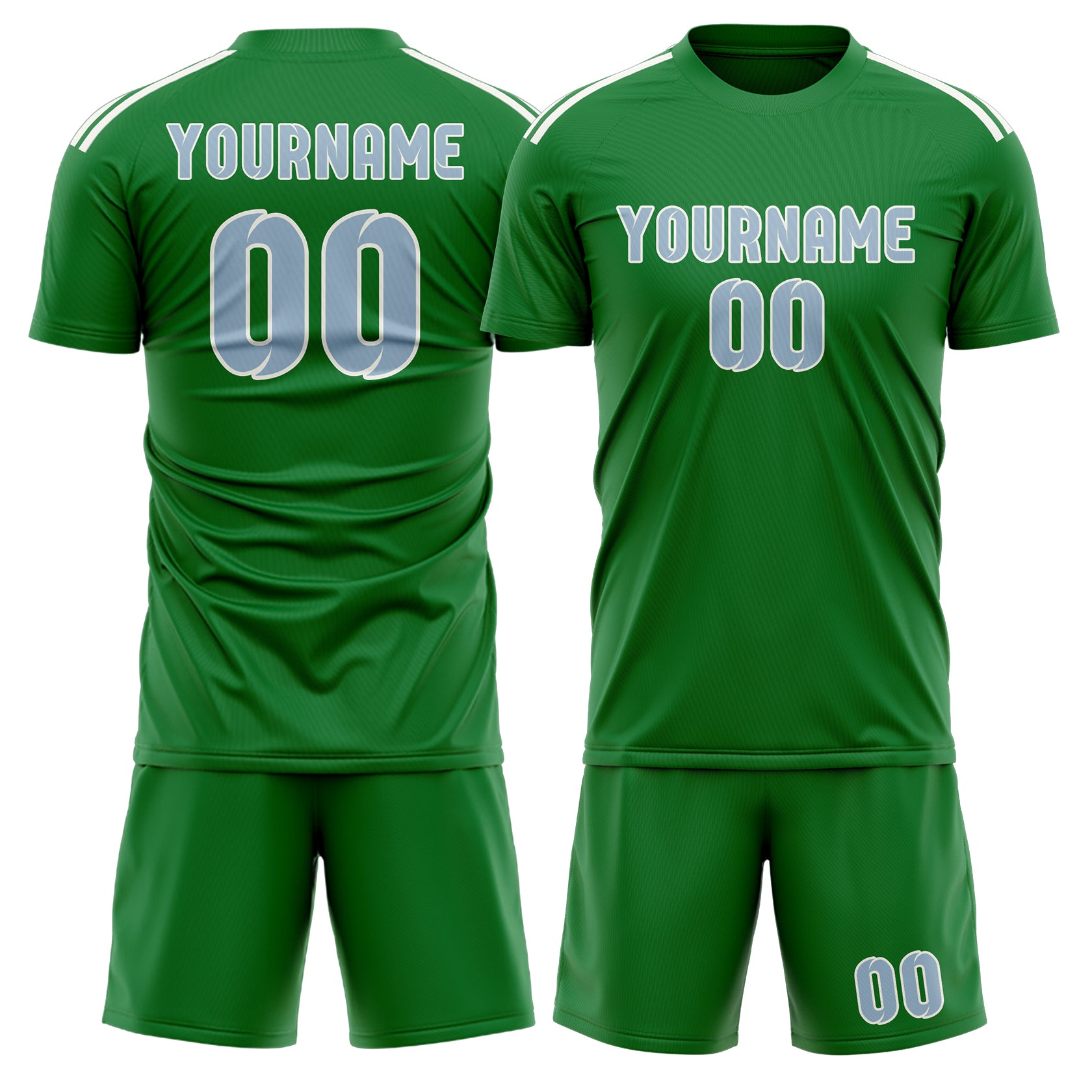 Maßgeschneidertes Professionelles Smaragdgrün Hellblau Fußballtrikot-Set