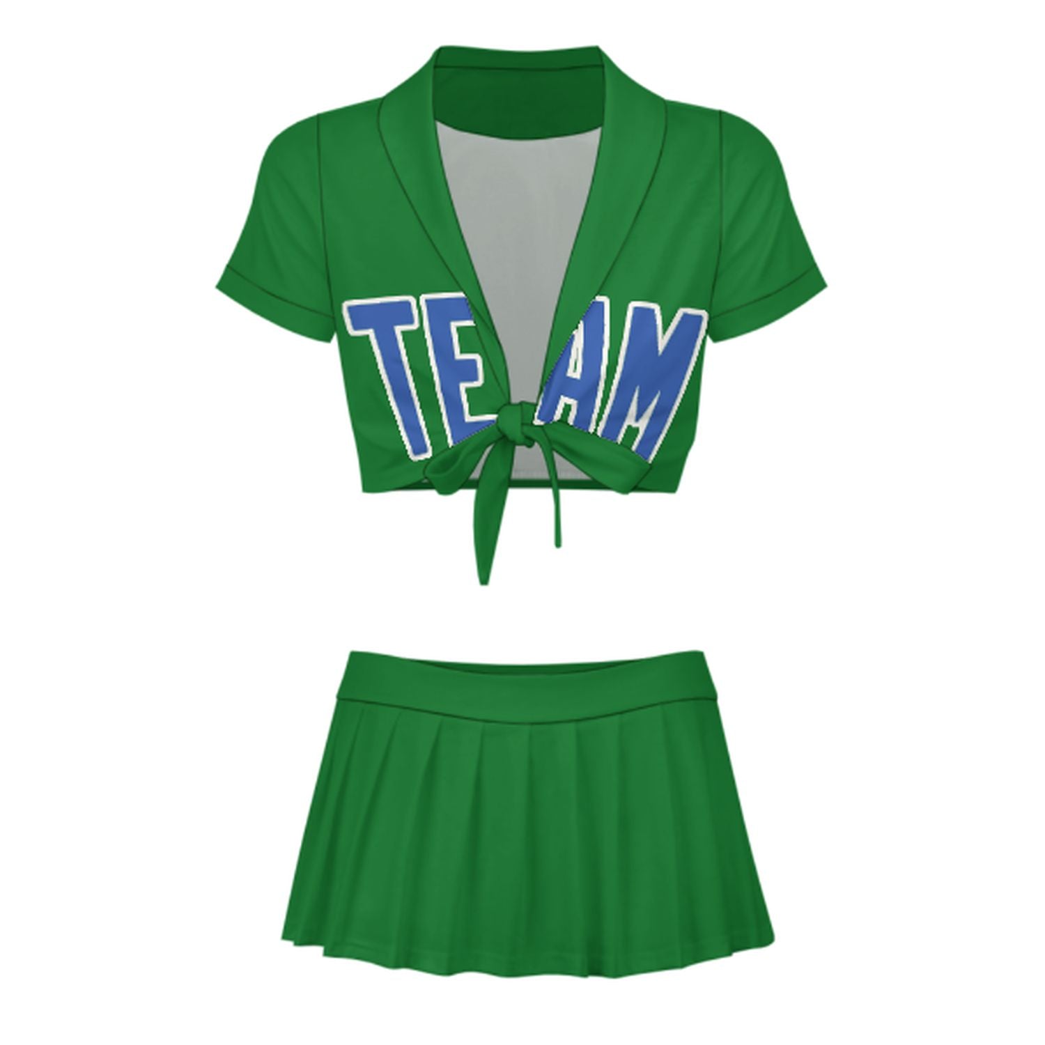 Maßgeschneidertes Smaragdgrün Himmelblau Cheerleader Outfit Set