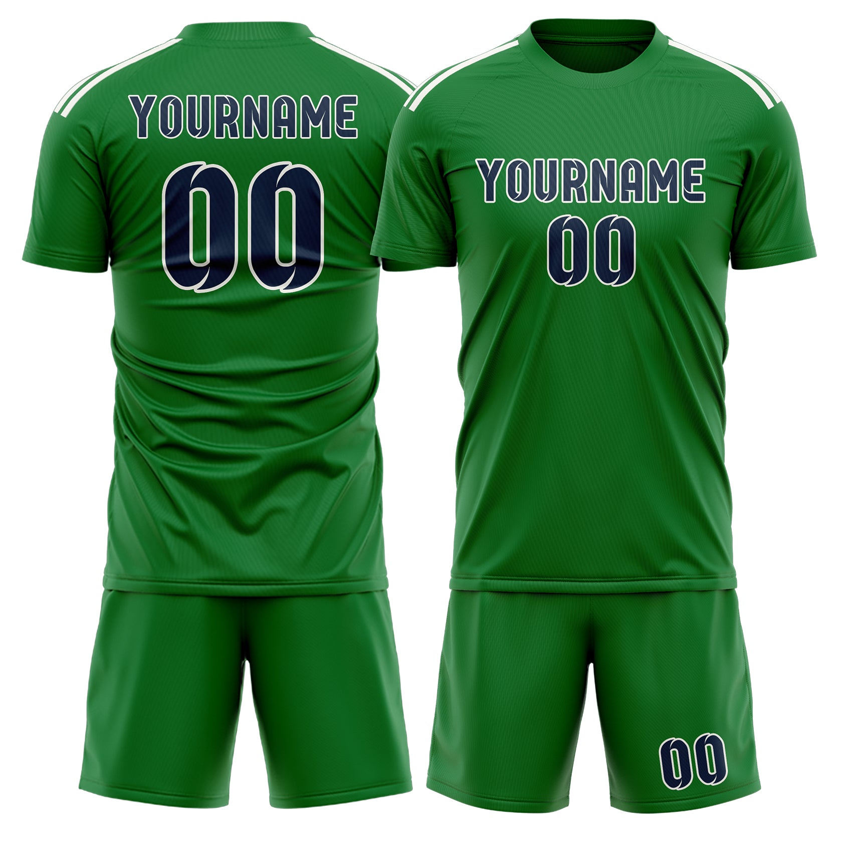 Maßgeschneidertes Professionelles Smaragdgrün Marineblau Fußballtrikot-Set