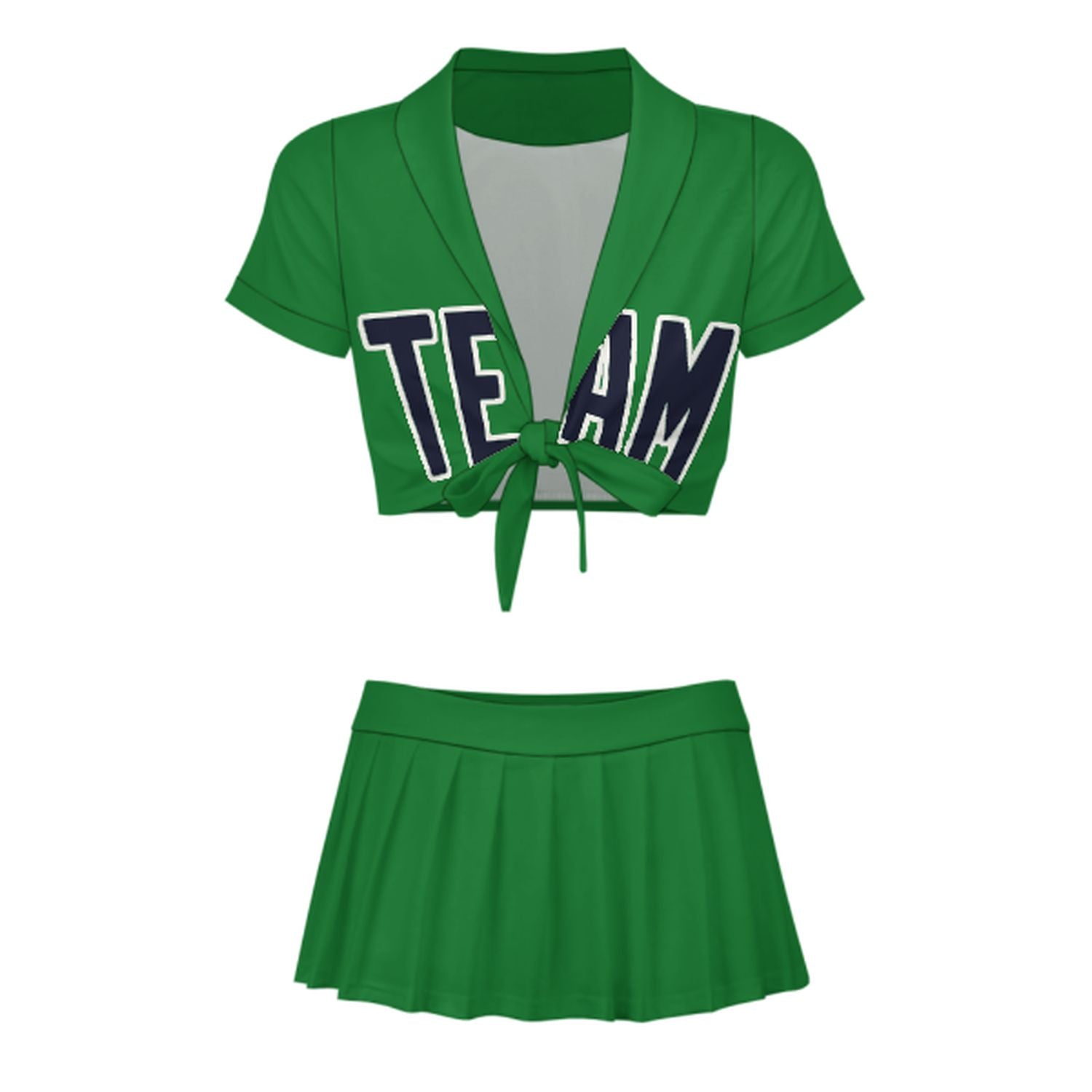 Maßgeschneidertes Smaragdgrün Stahlblau Cheerleader Outfit Set