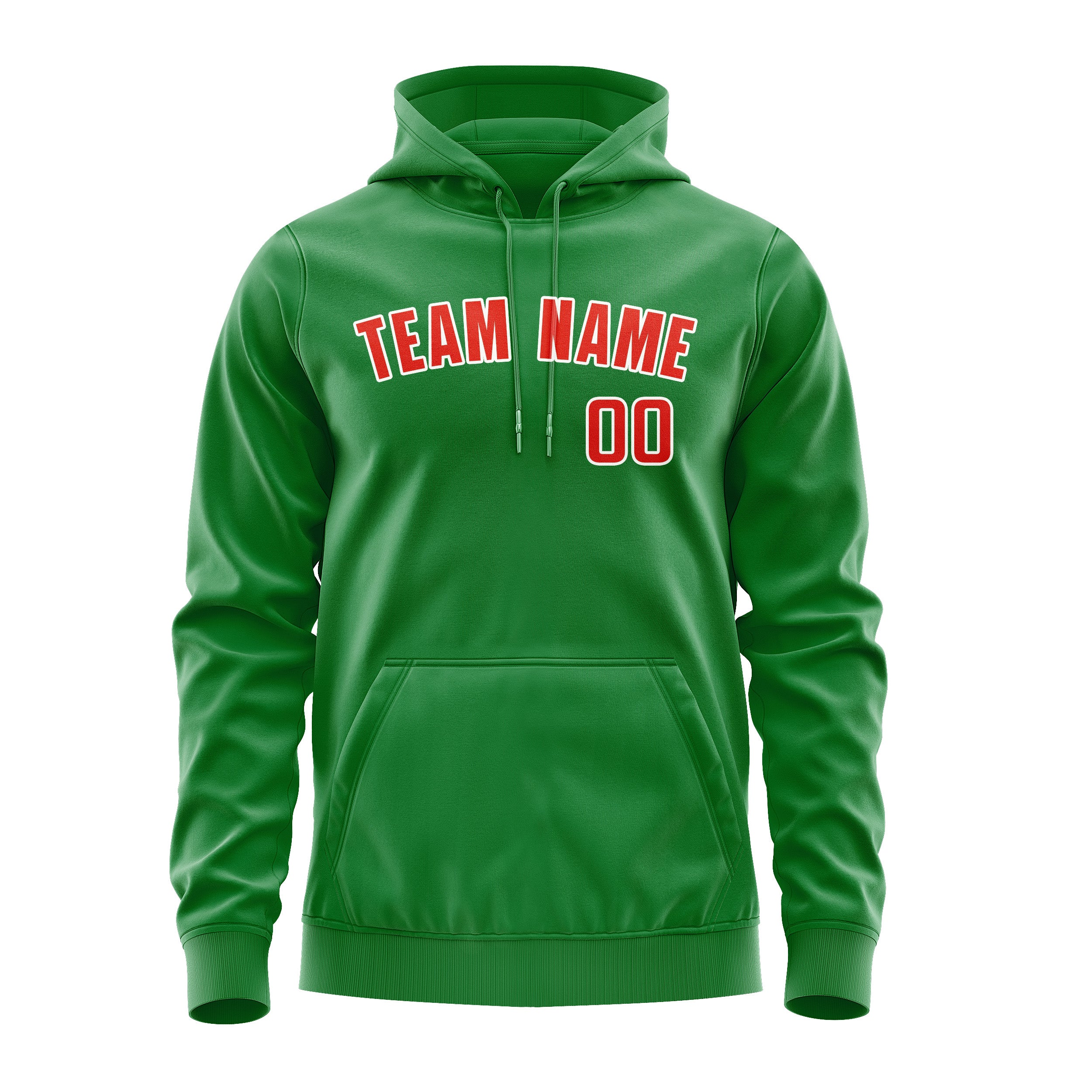 Maßgeschneidertes Smaragdgrün Orangerot Hoodie