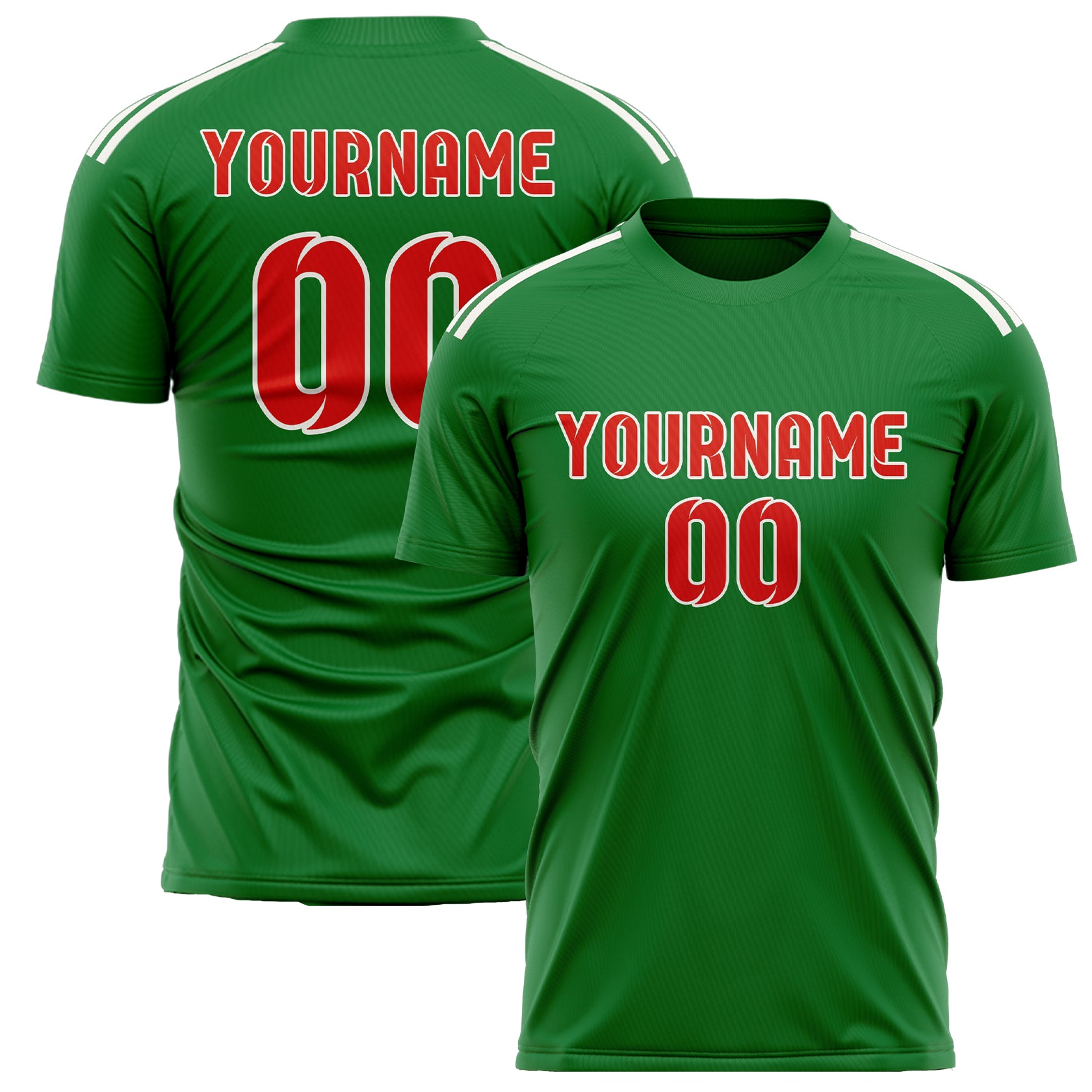 Benutzerdefiniertes Professionelles Smaragdgrün Orangerot Fußballtrikot