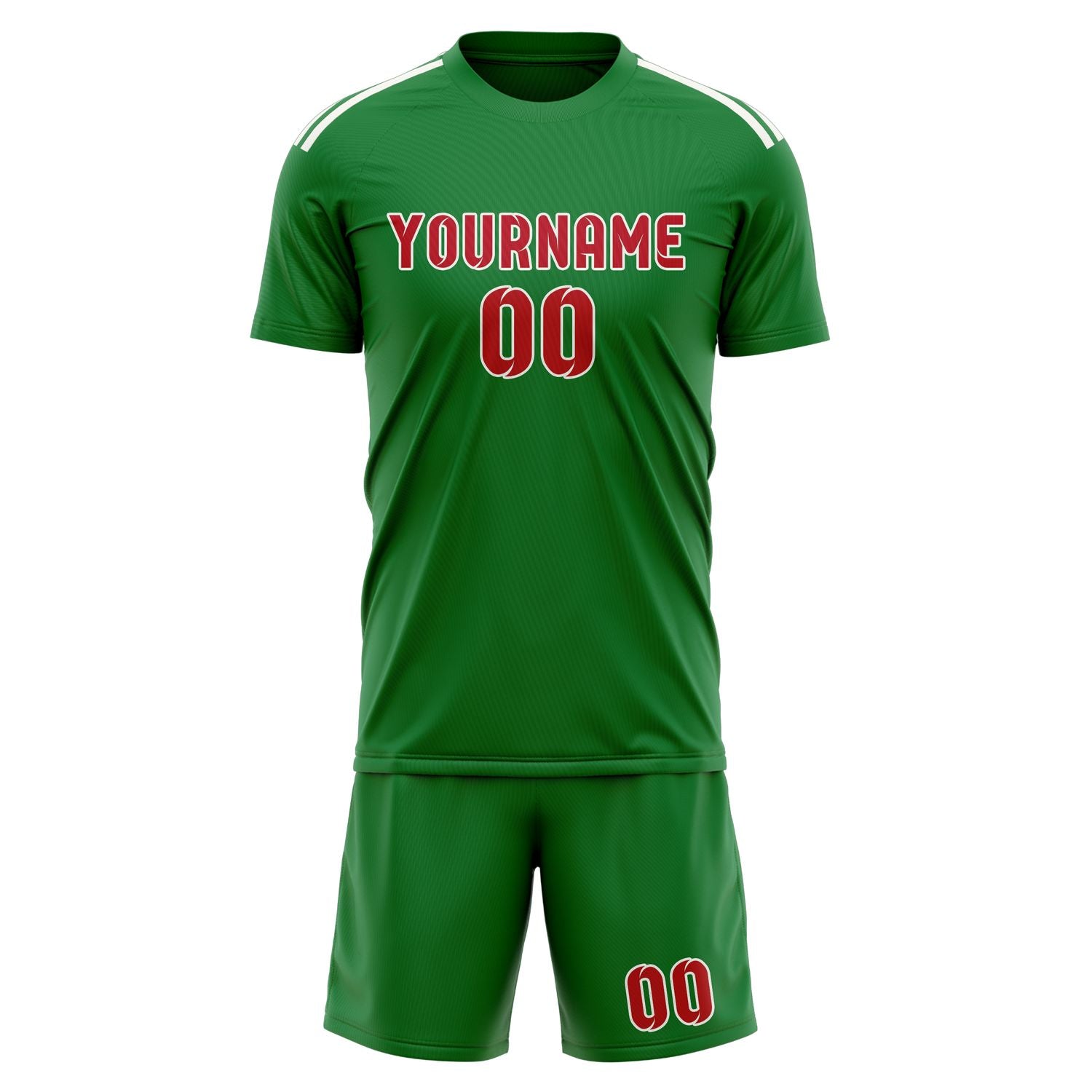 Maßgeschneidertes Professionelles Smaragdgrün Rot Fußballtrikot-Set