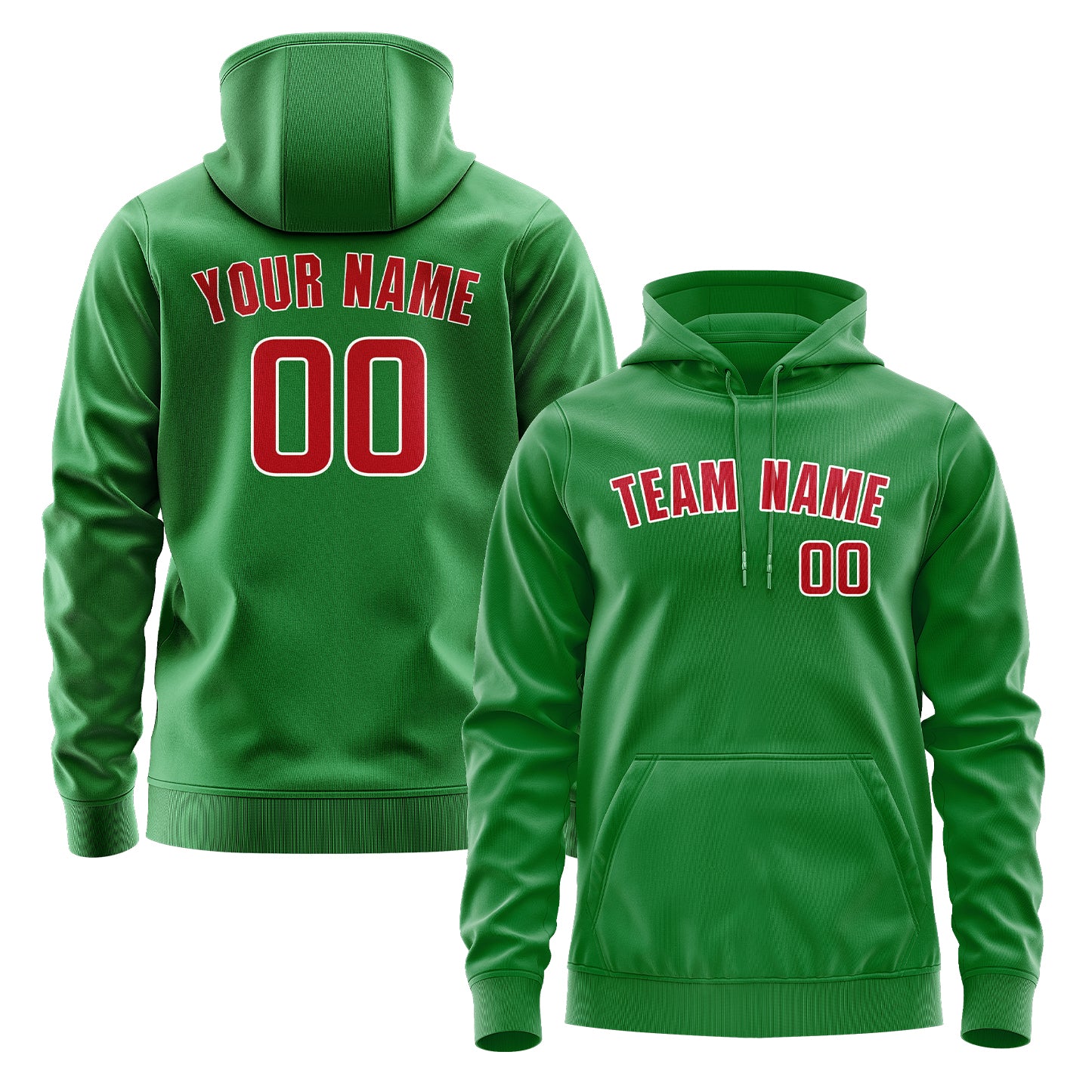 Maßgeschneidertes Smaragdgrün Rot Hoodie