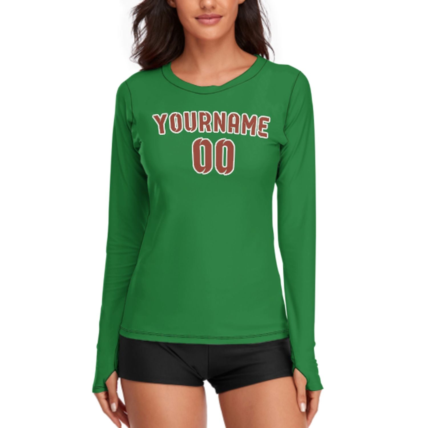 Camicia da donna a maniche lunghe in corallo rosso verde smeraldo su misura