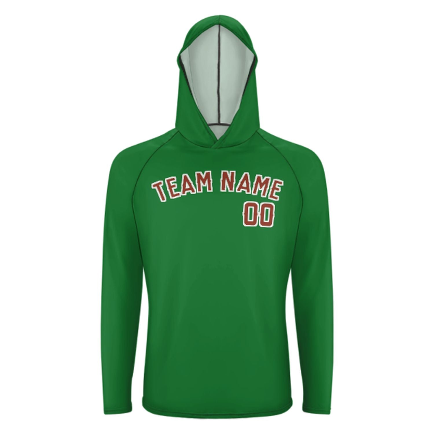 Maßgeschneidertes Smaragdgrün Korallenrot UV-Hoodie