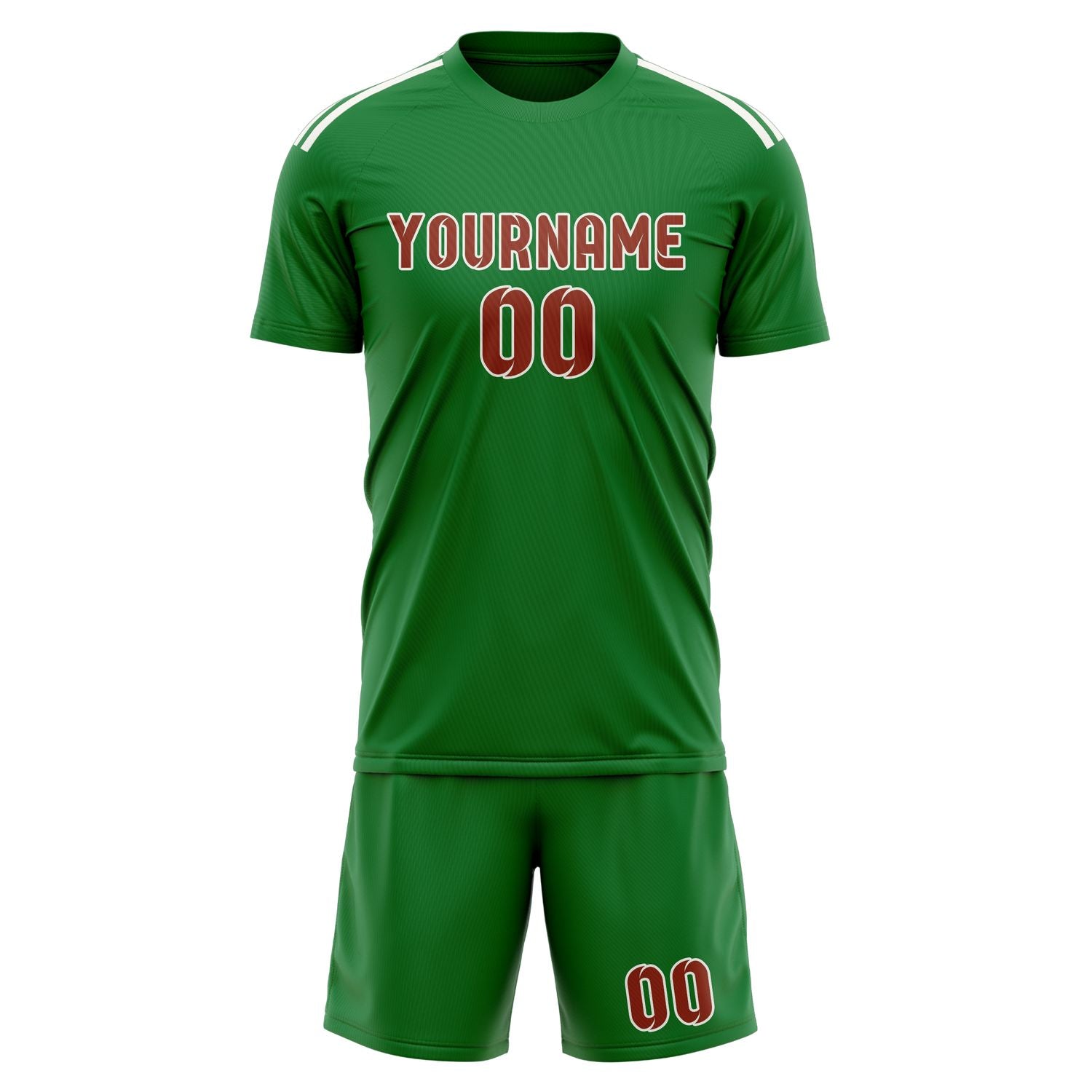 Maßgeschneidertes Professionelles Smaragdgrün Korallenrot Fußballtrikot-Set