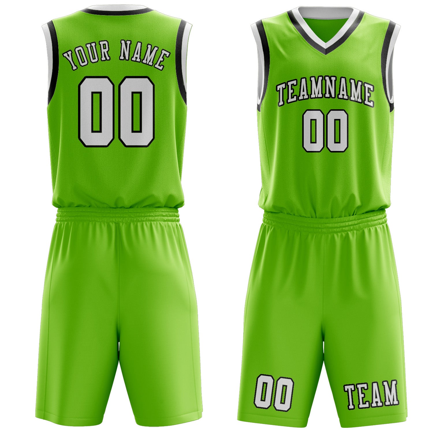 Benutzerdefiniertes Professionelles Smaragdgrün Weiß Basketballtrikot-Set