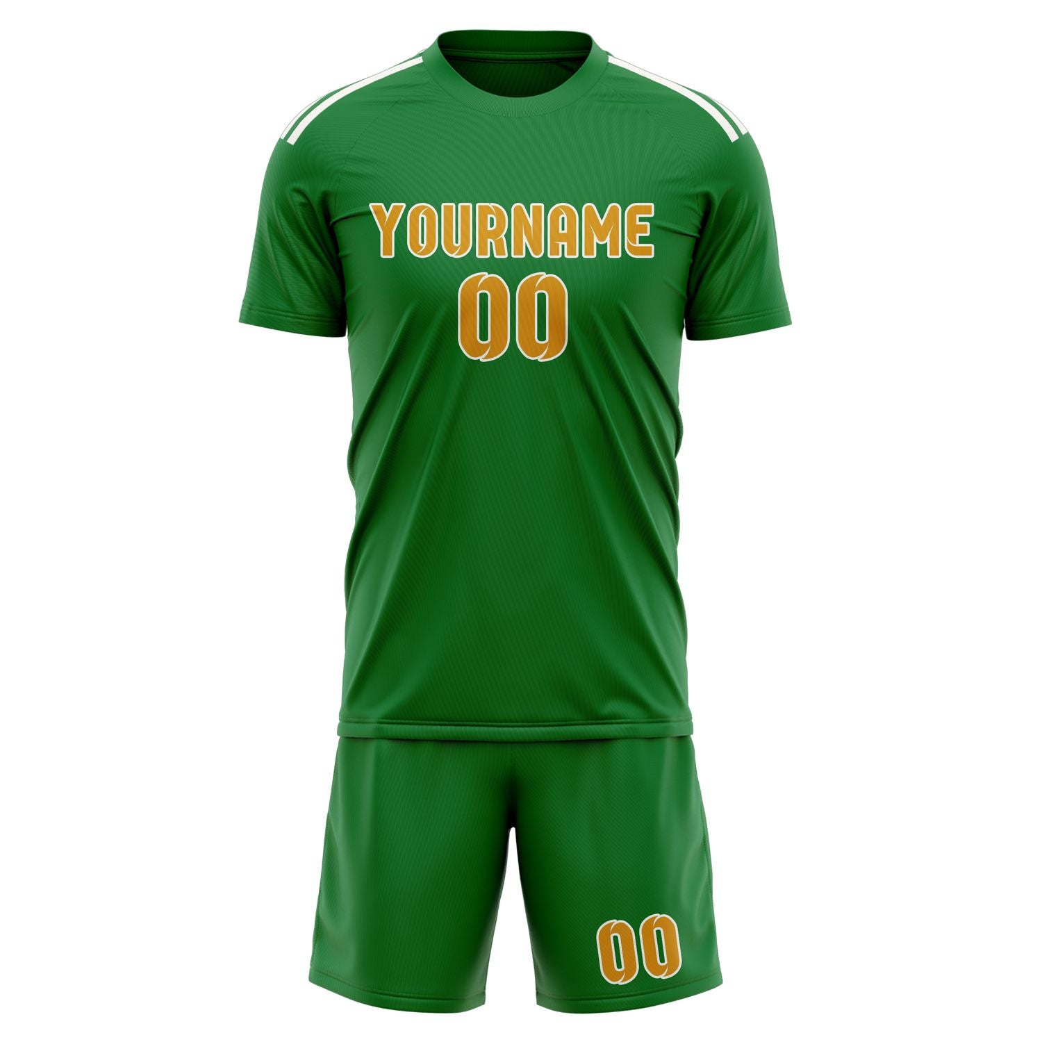 Maßgeschneidertes Professionelles Smaragdgrün Gelb Fußballtrikot-Set